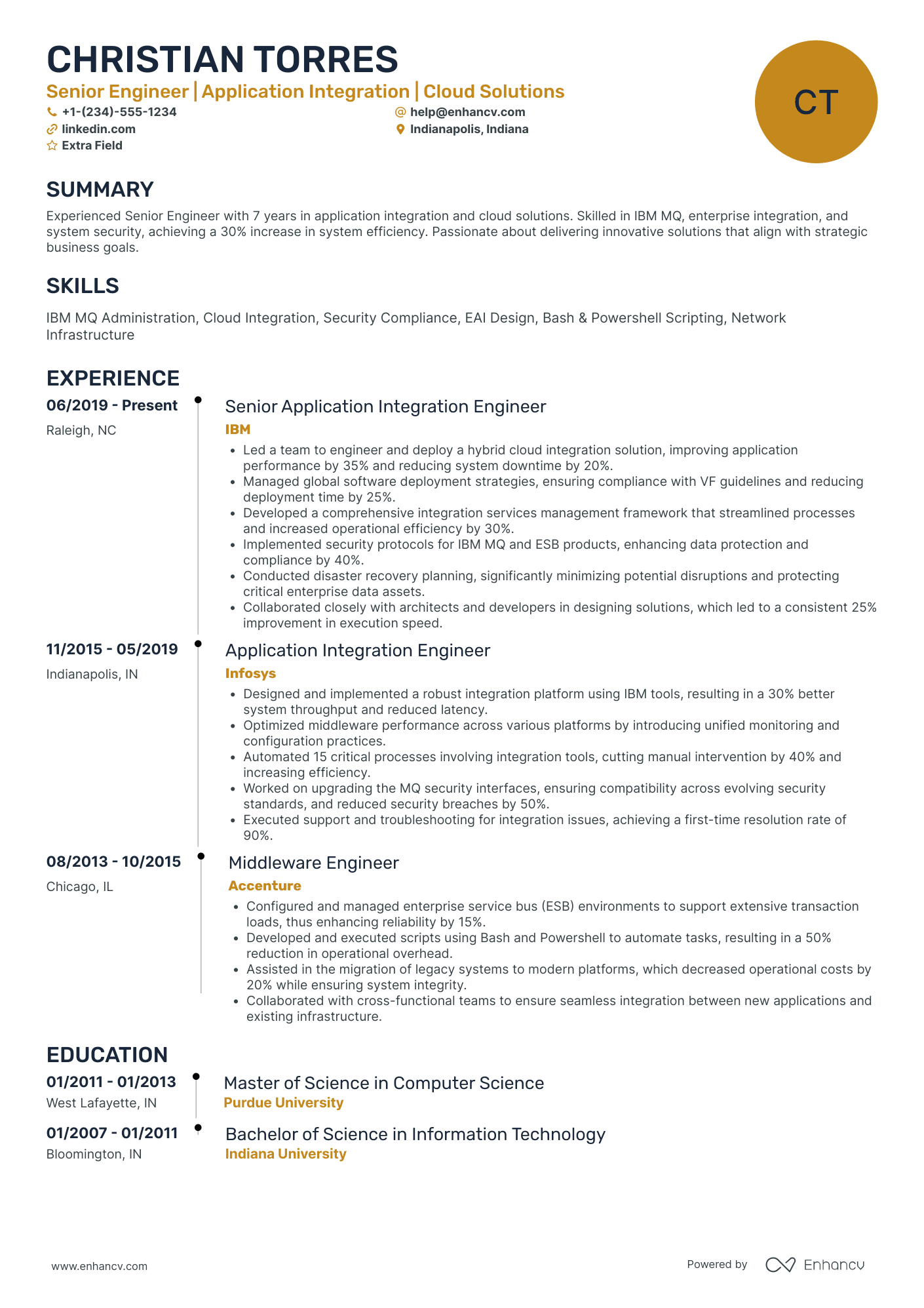 Application Integration Engineer Resume Example