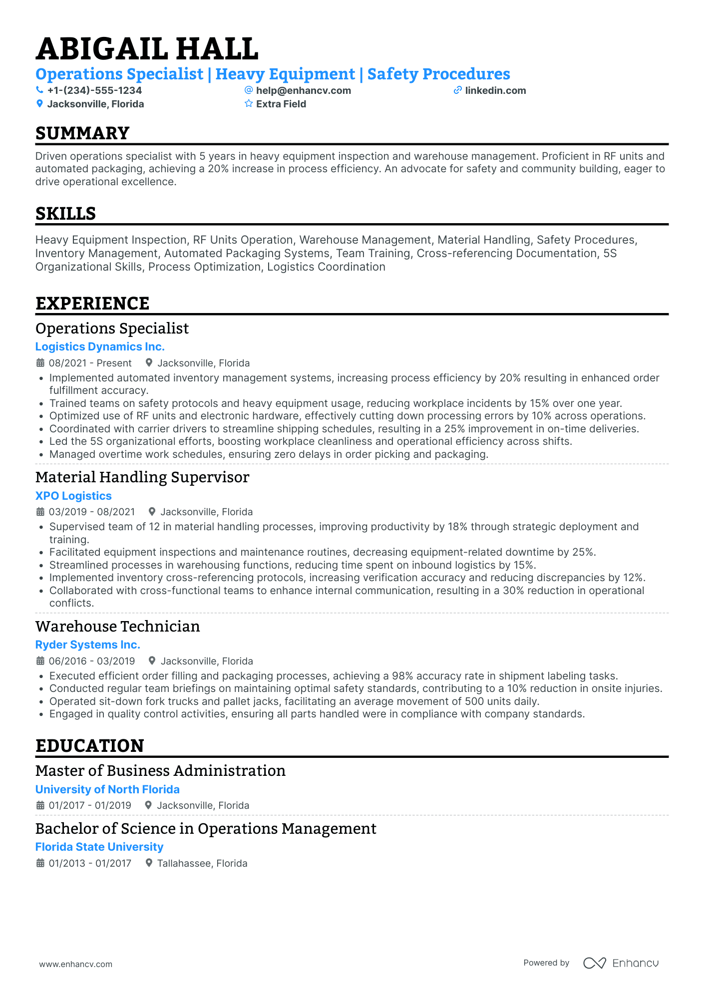 Entry Level Warehouse Associate Resume Example