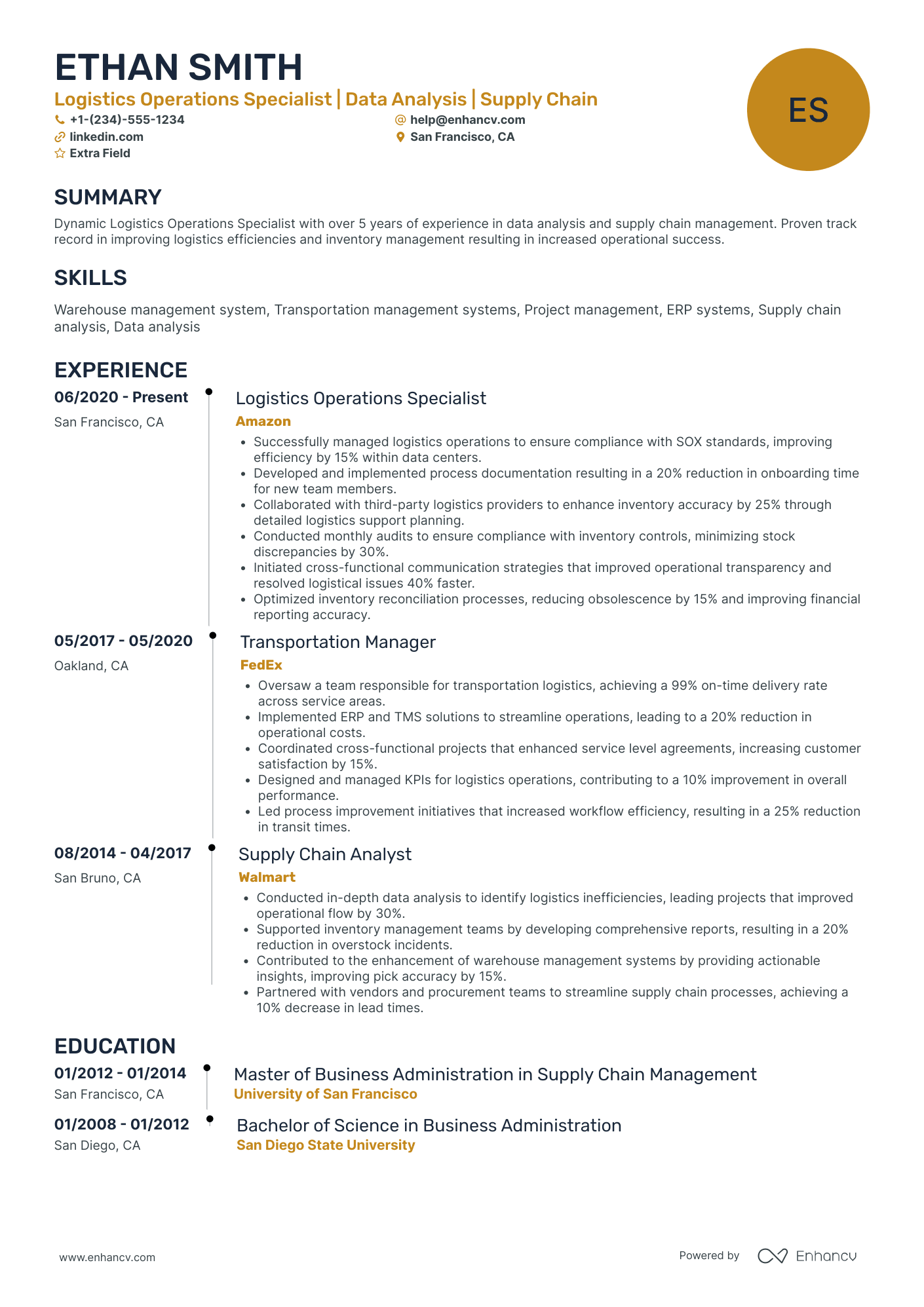 Facebook Business Analyst Resume Example