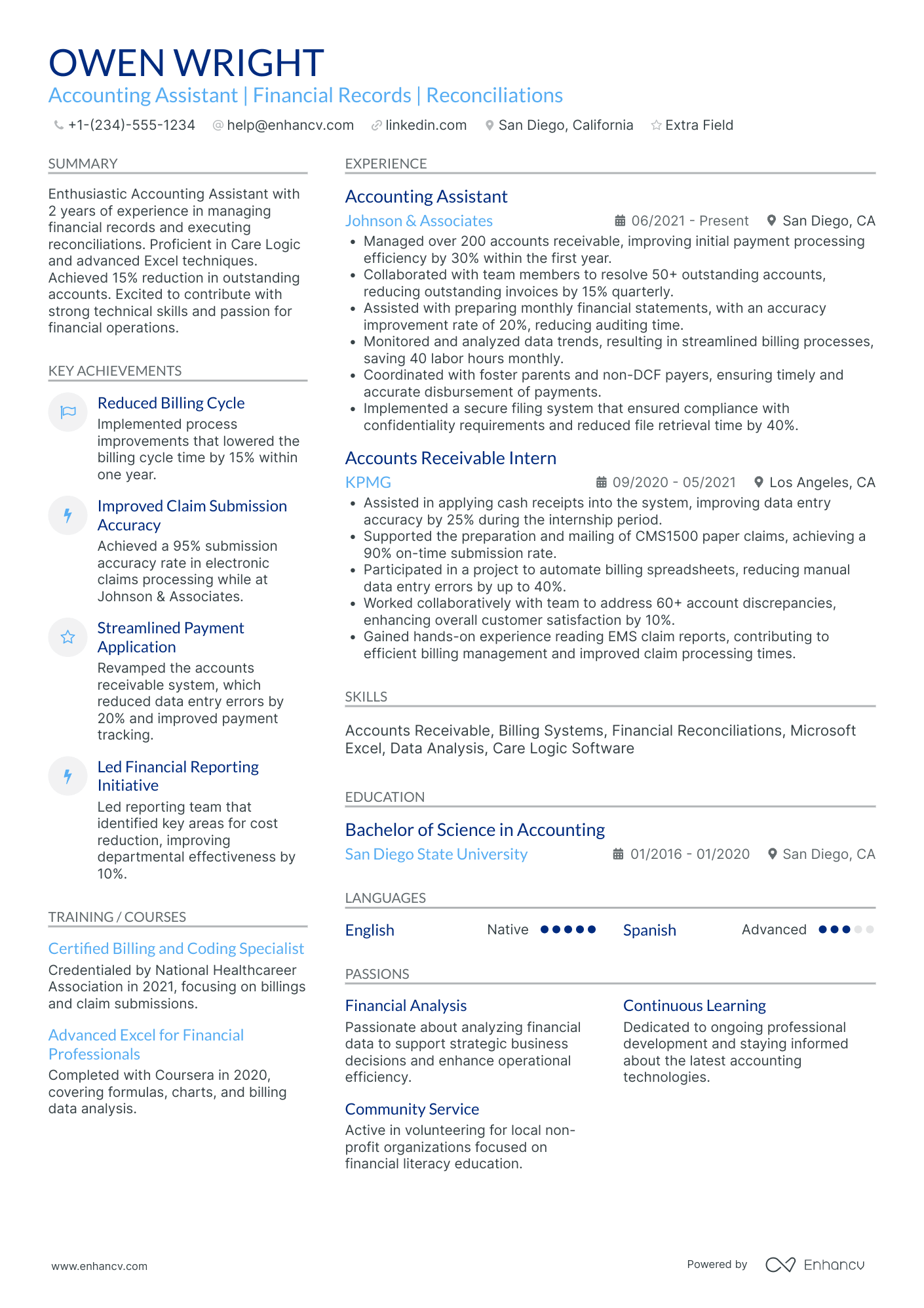 Accounting Assistant Specialist Resume Example