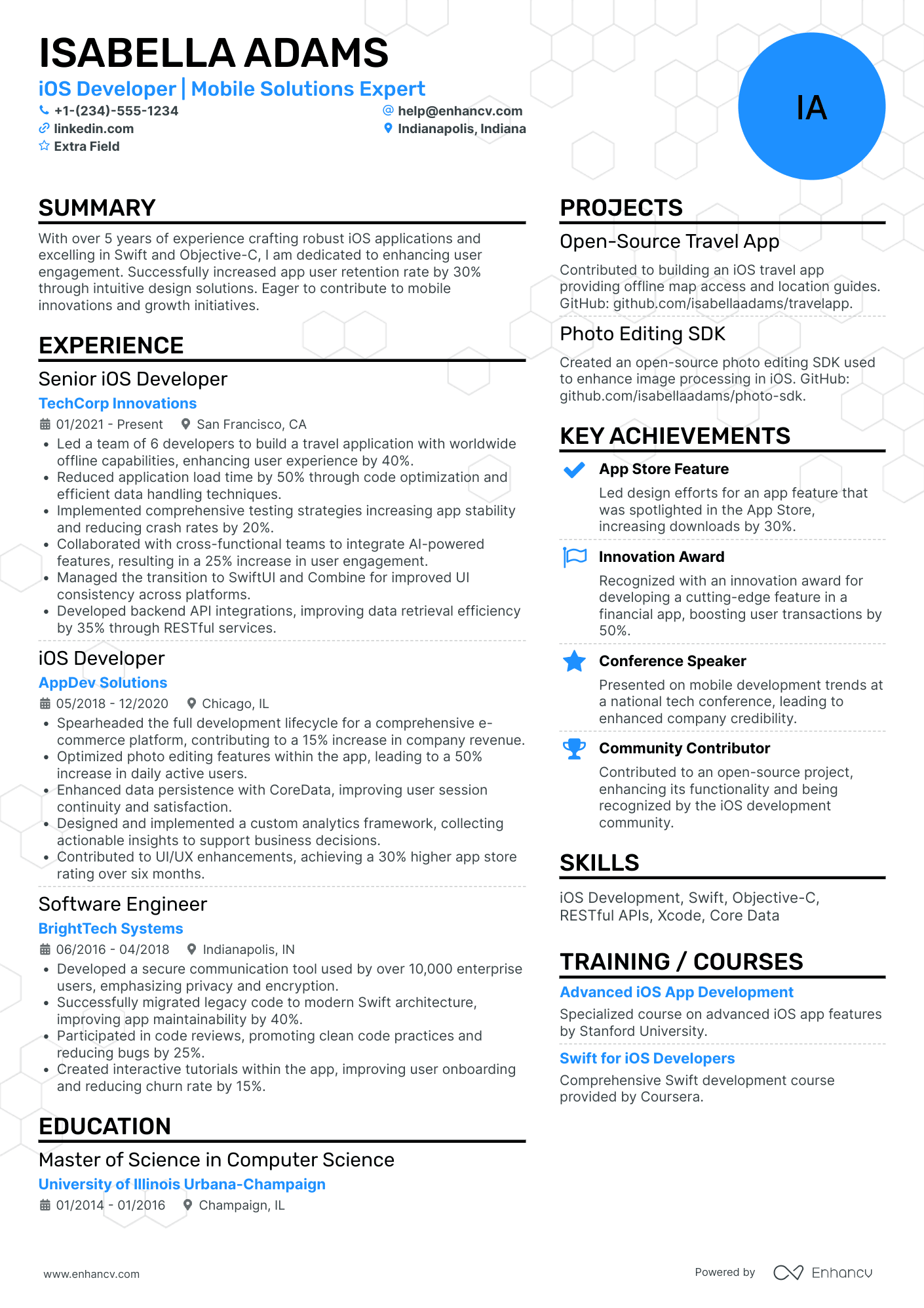 Principal iOS Developer Resume Example