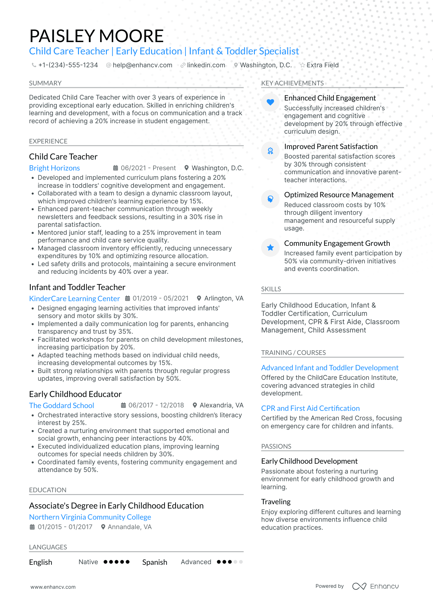 Day Care Teacher Coordinator Resume Example