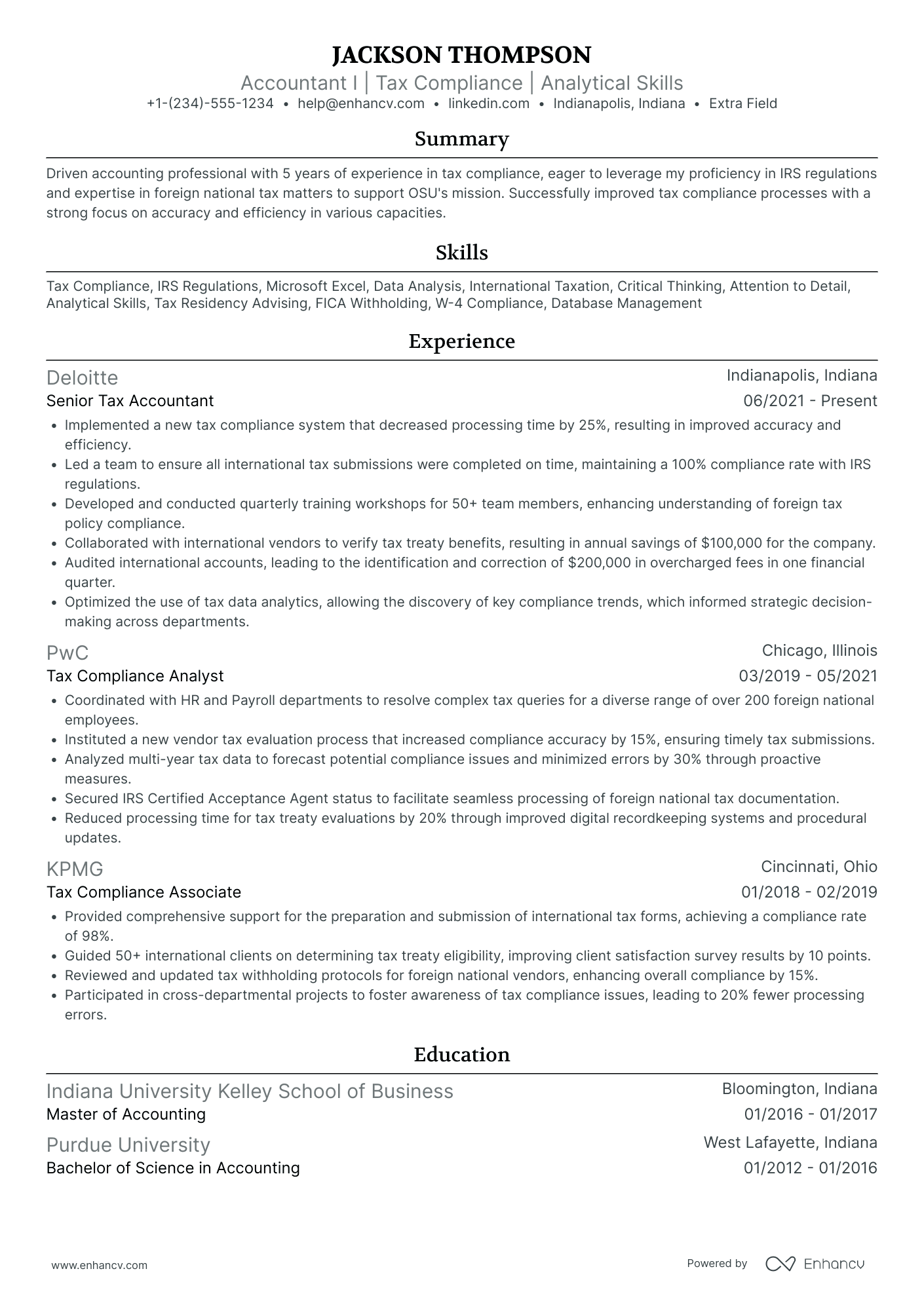 CPA Forensic Accountant Resume Example