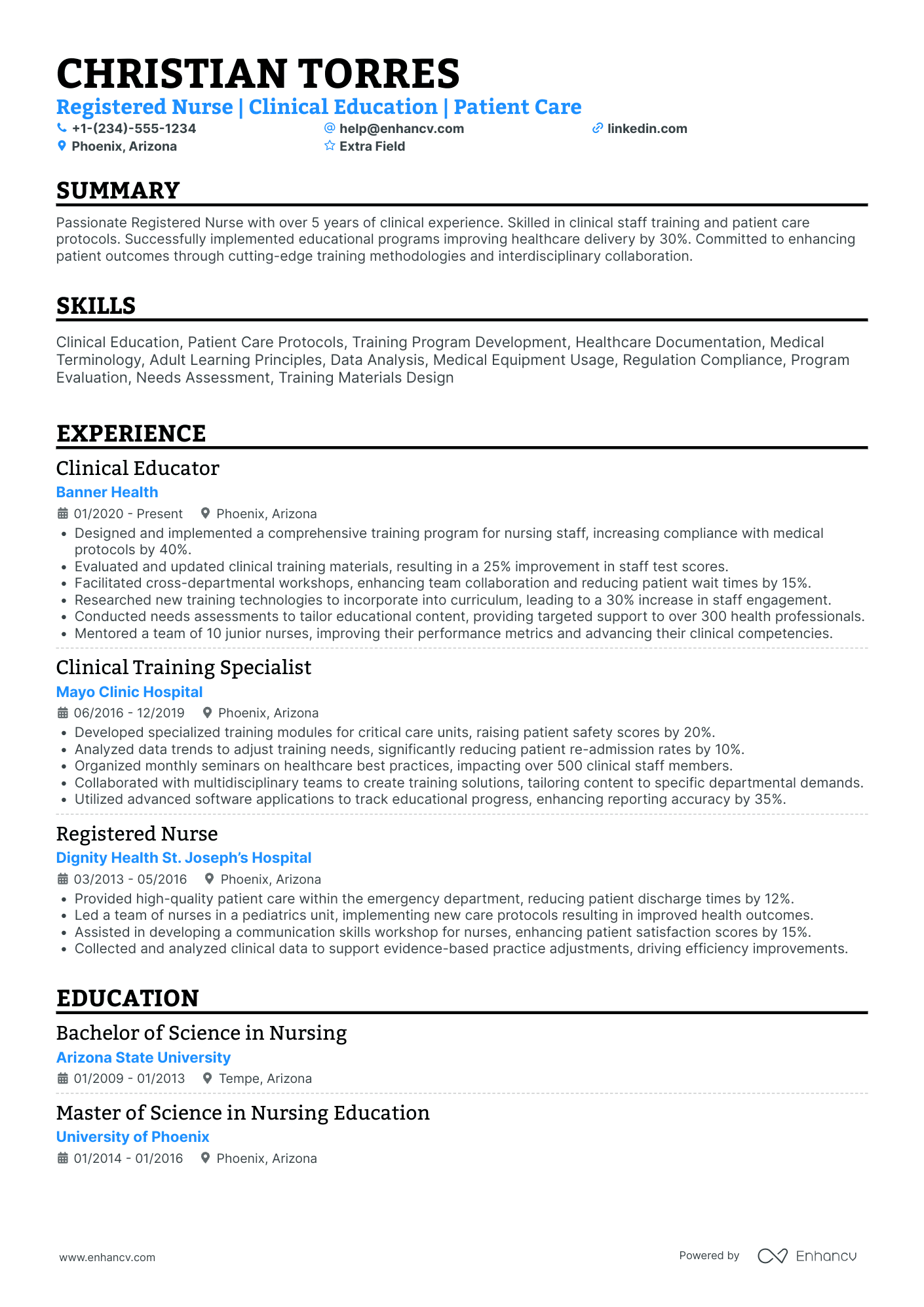 Pediatric Nurse Educator Resume Example