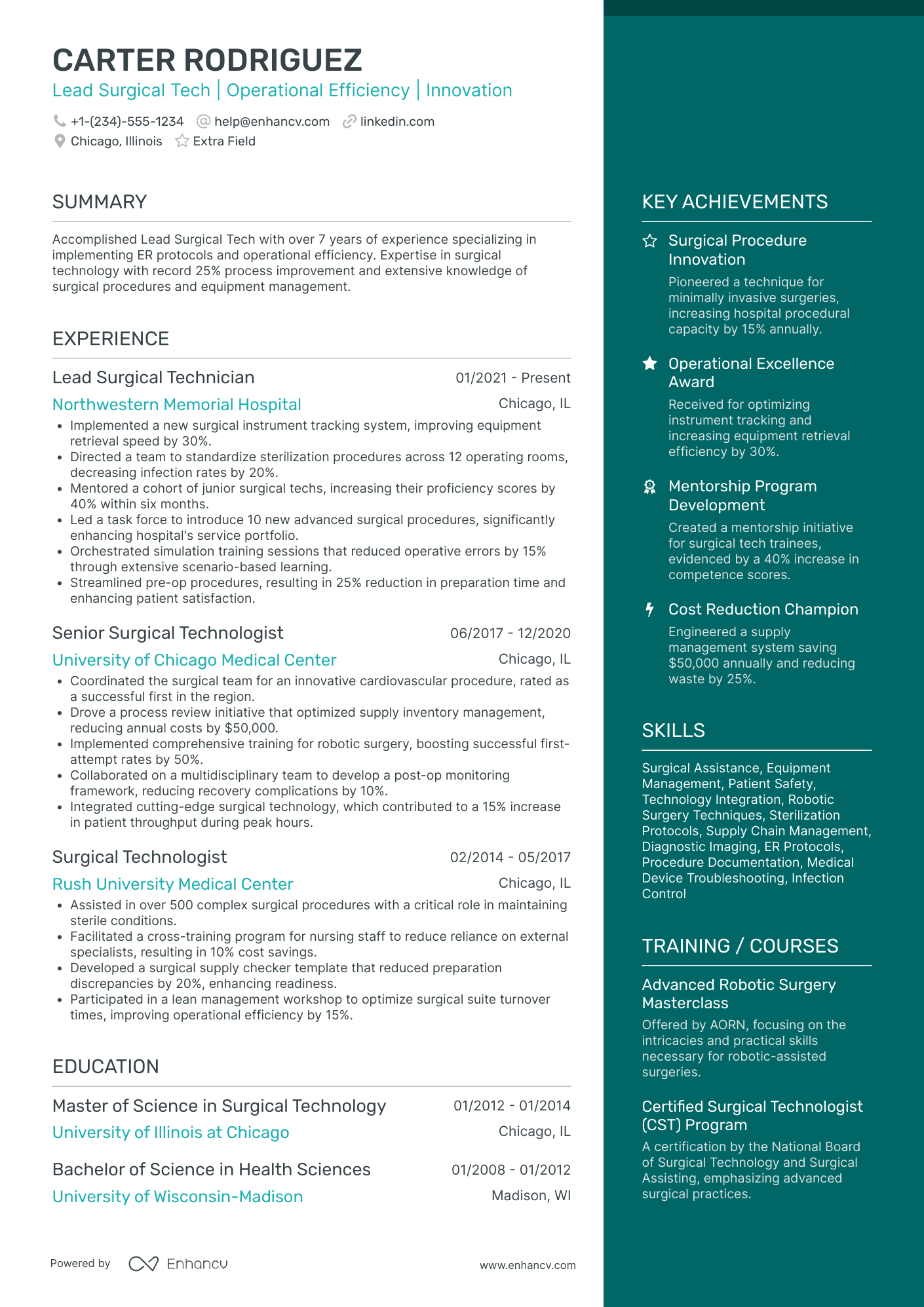 Lead Surgical Tech Resume Example