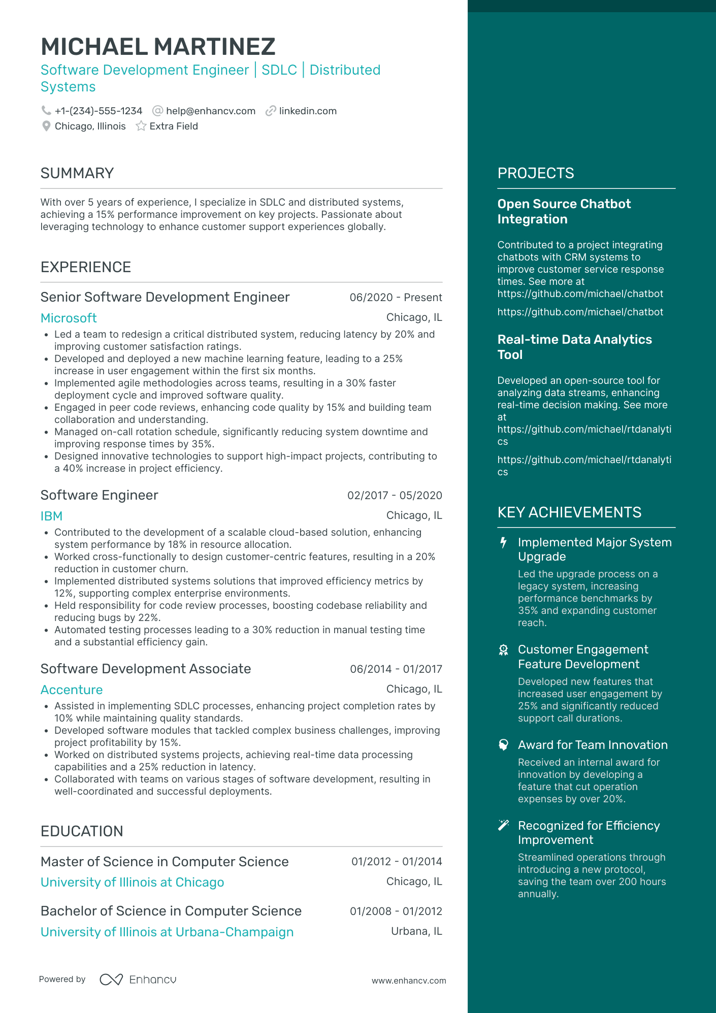 Experienced Amazon Software Development Engineer Resume Example