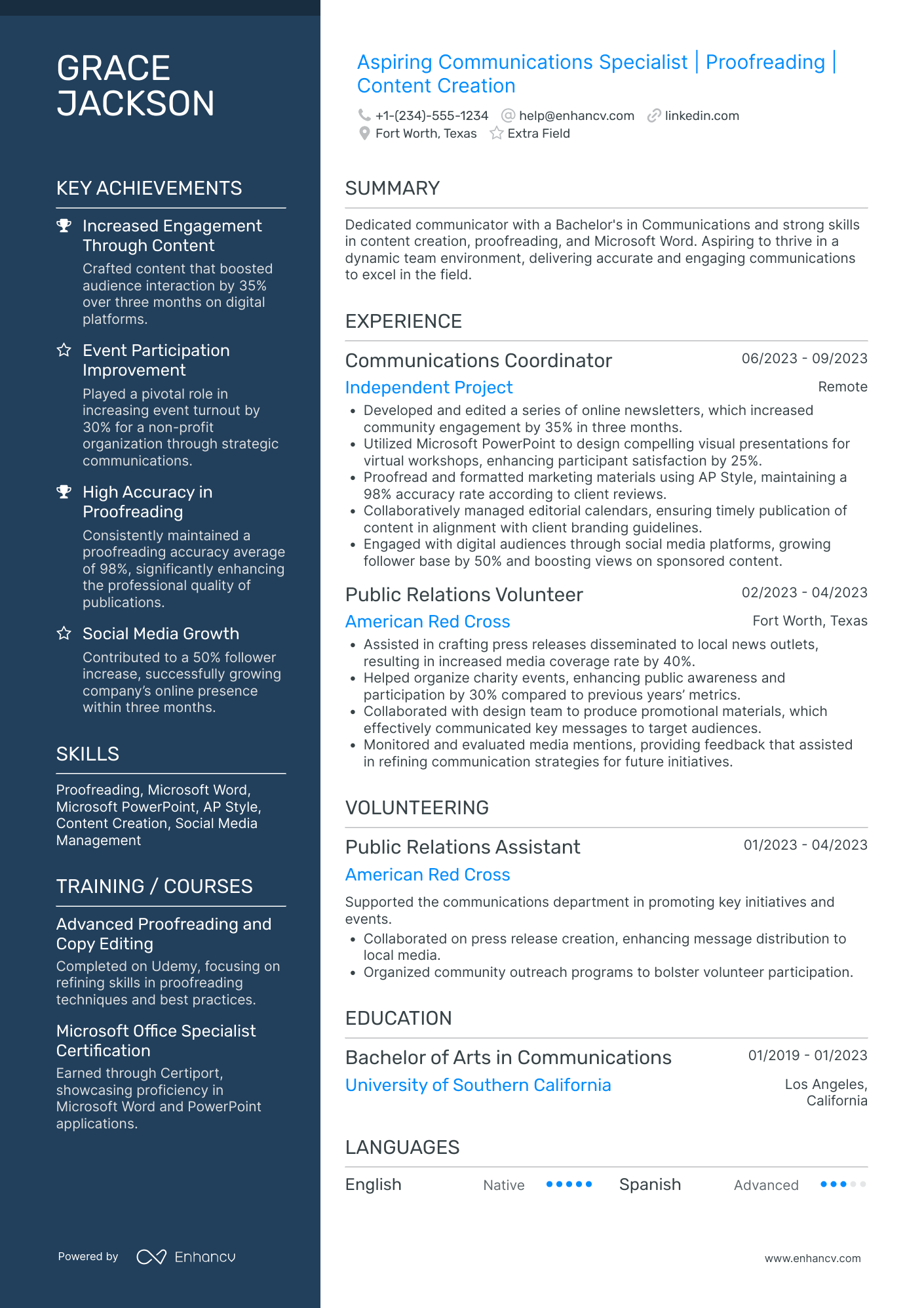 Internal Communications Specialist Resume Example