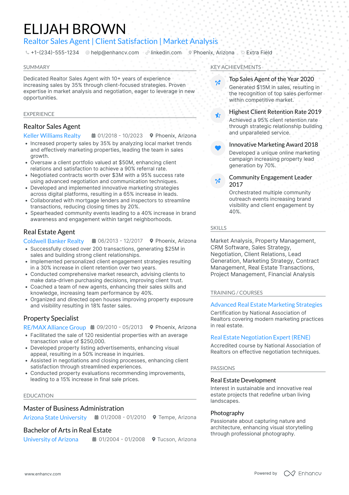 Realtor Sales Agent Resume Example