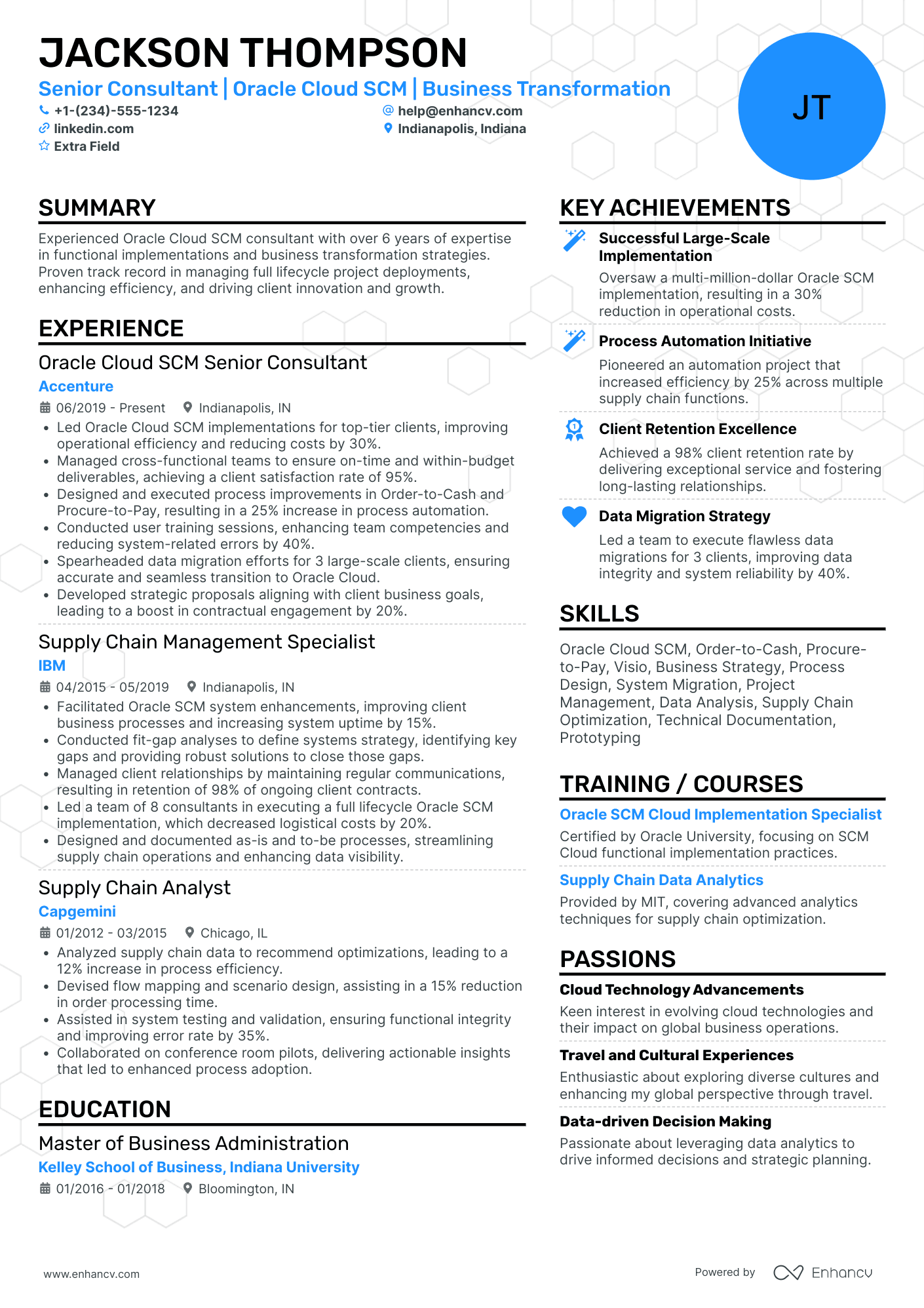 Deloitte Supply Chain Management Consultant Resume Example