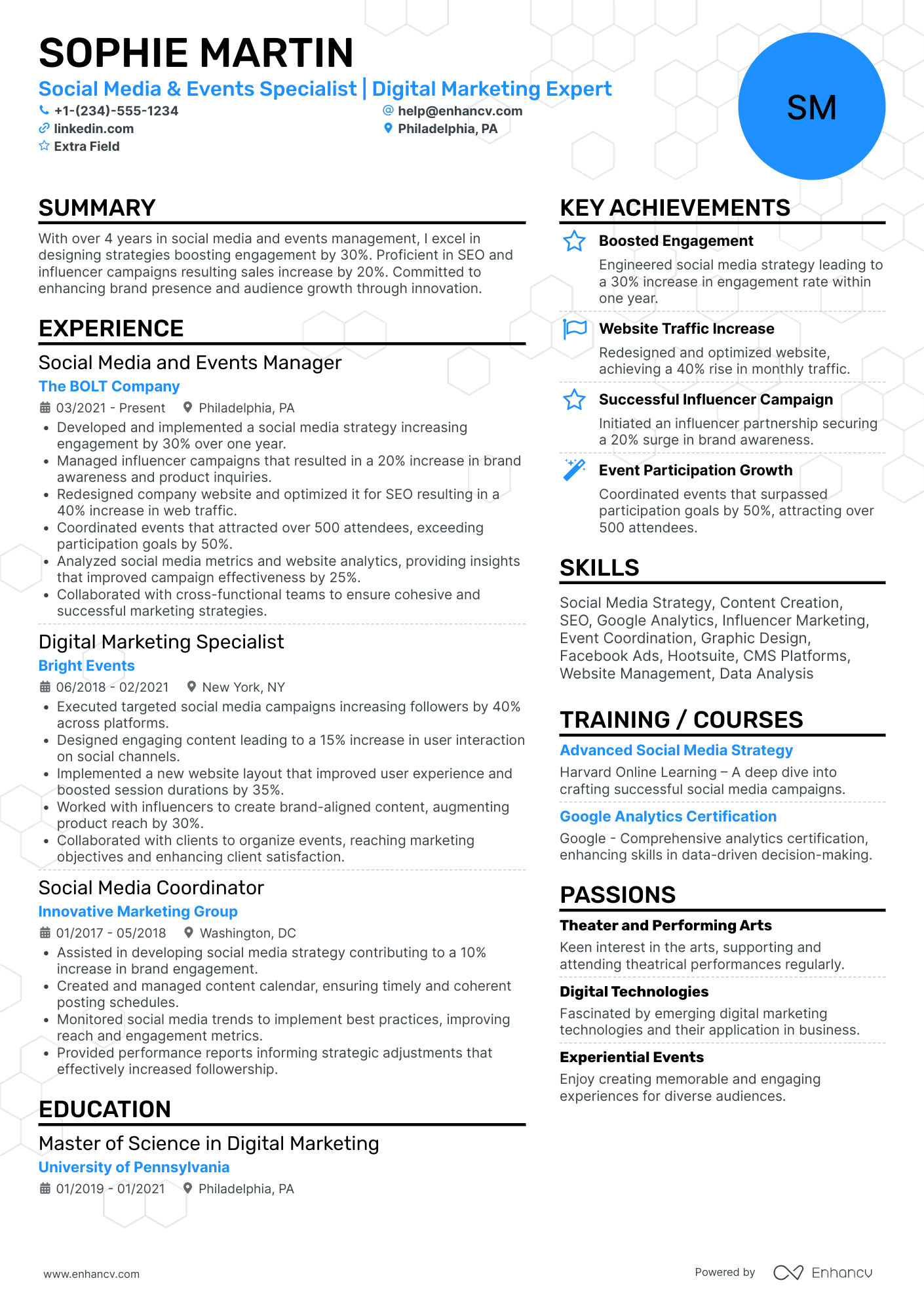 Social Media Event Planner Resume Example