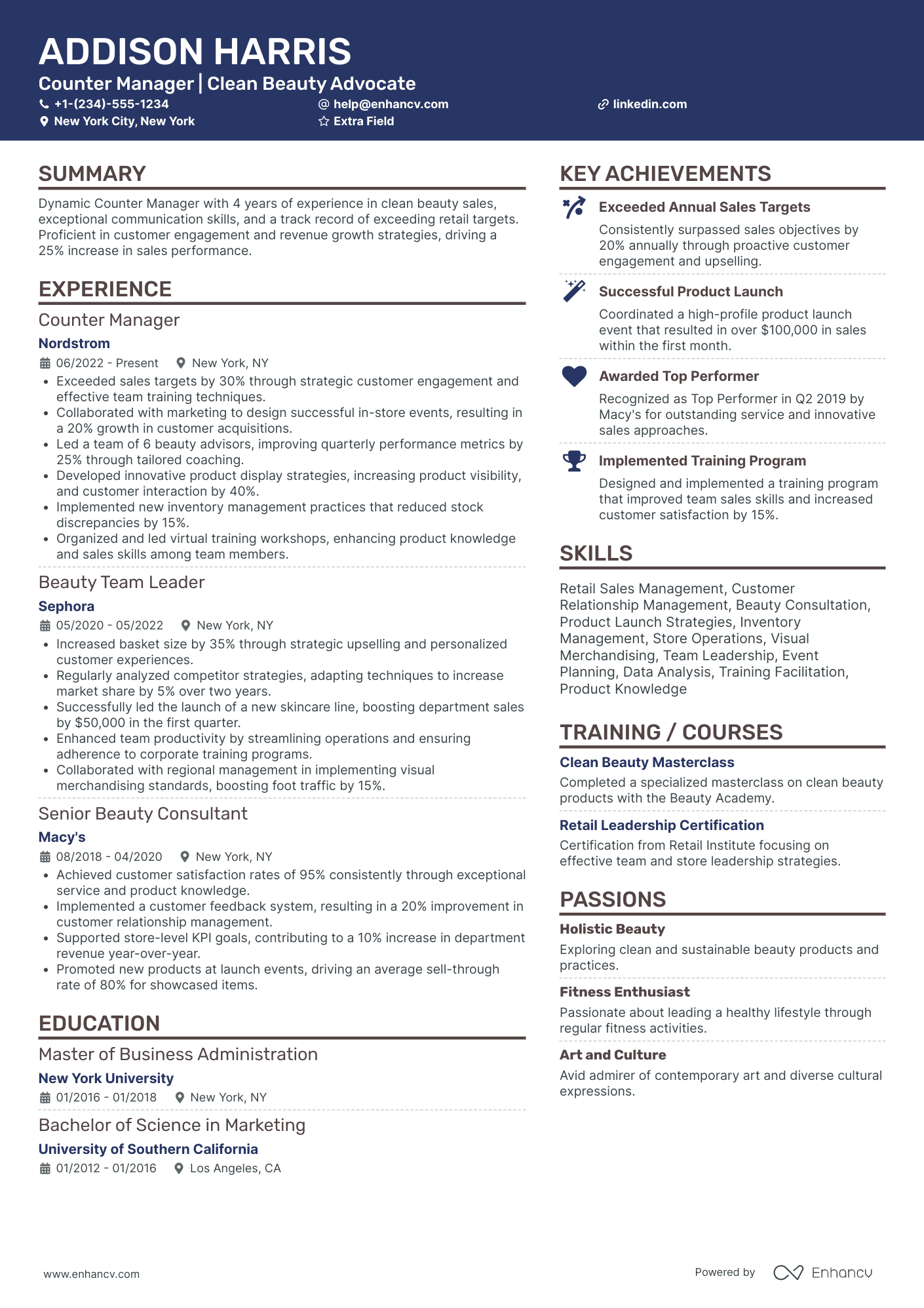 Editorial Makeup Artist Resume Example