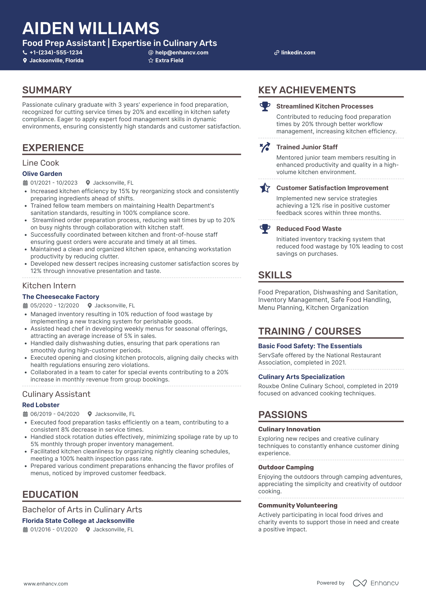 Assistant Prep Cook Resume Example