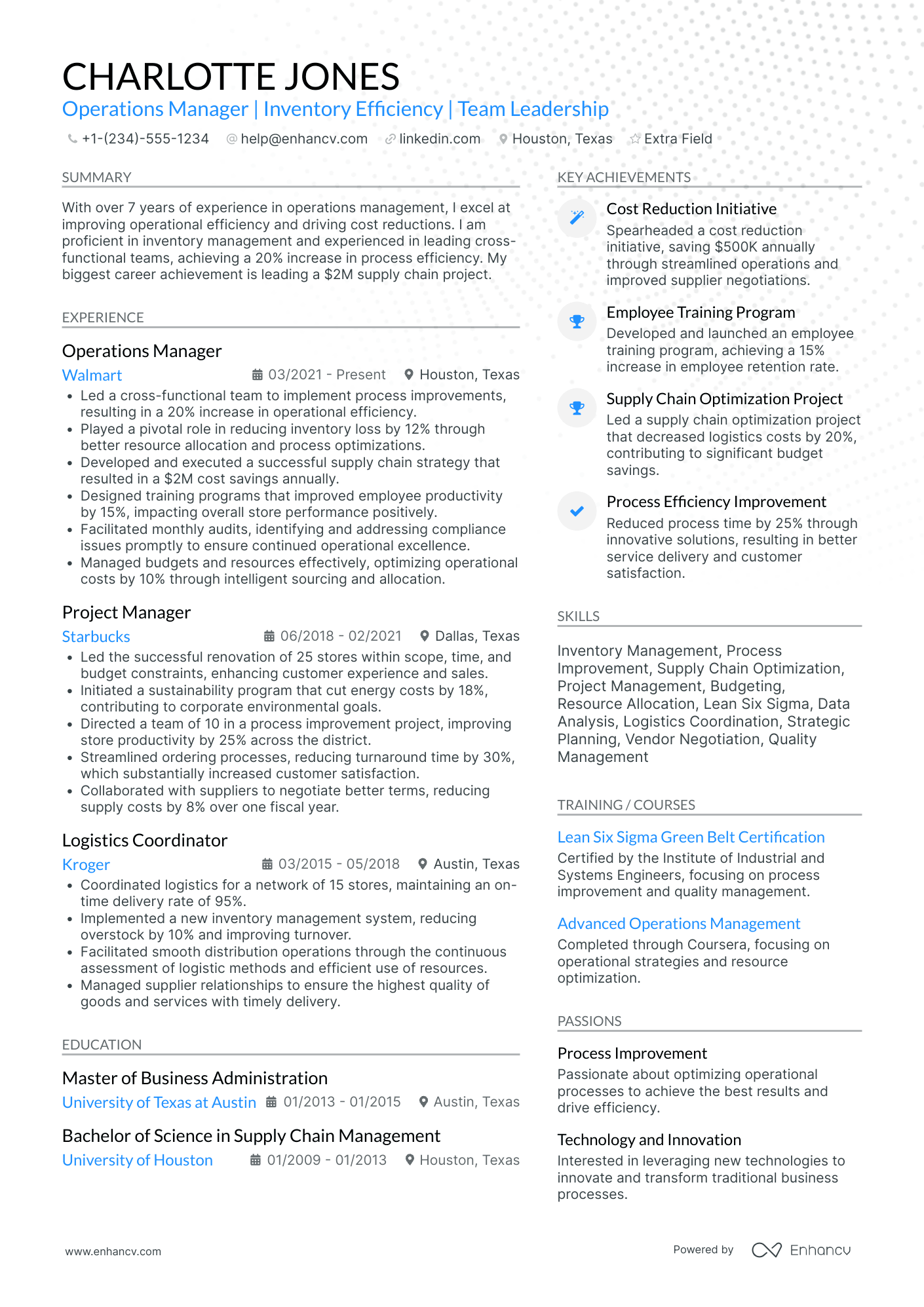 Target Operations Manager Resume Example