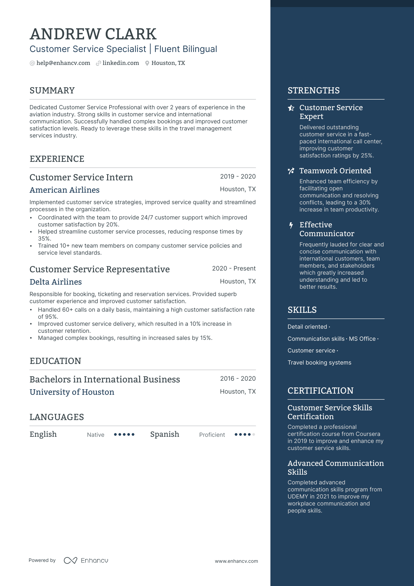 Entry Level Customer Service Resume Example