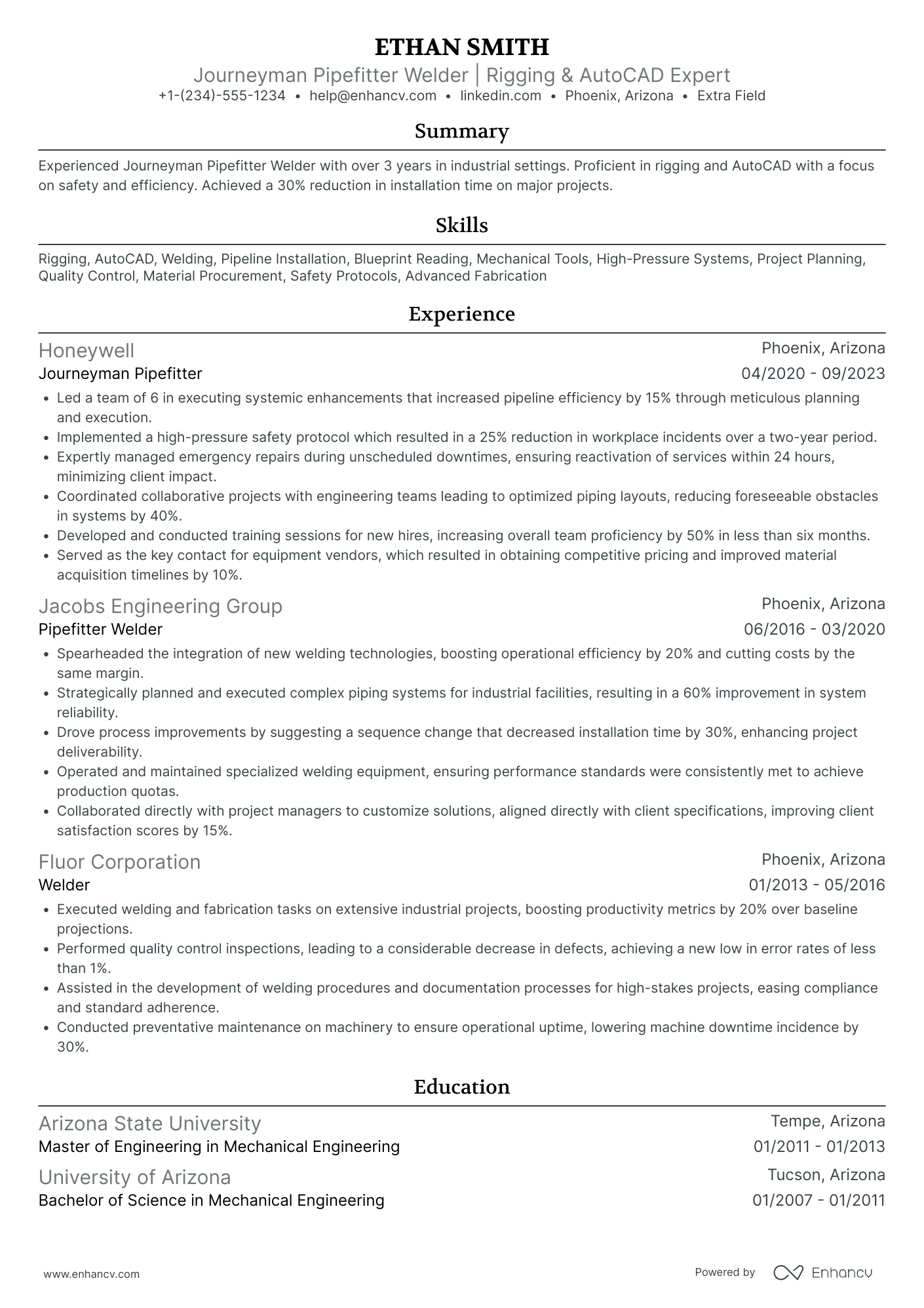 Journeyman Welder Resume Example