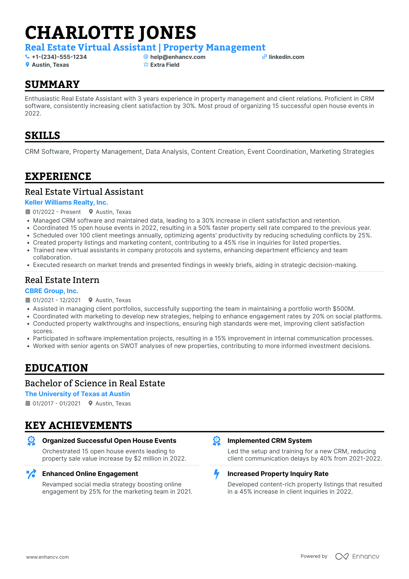 Real Estate Virtual Assistant Resume Example