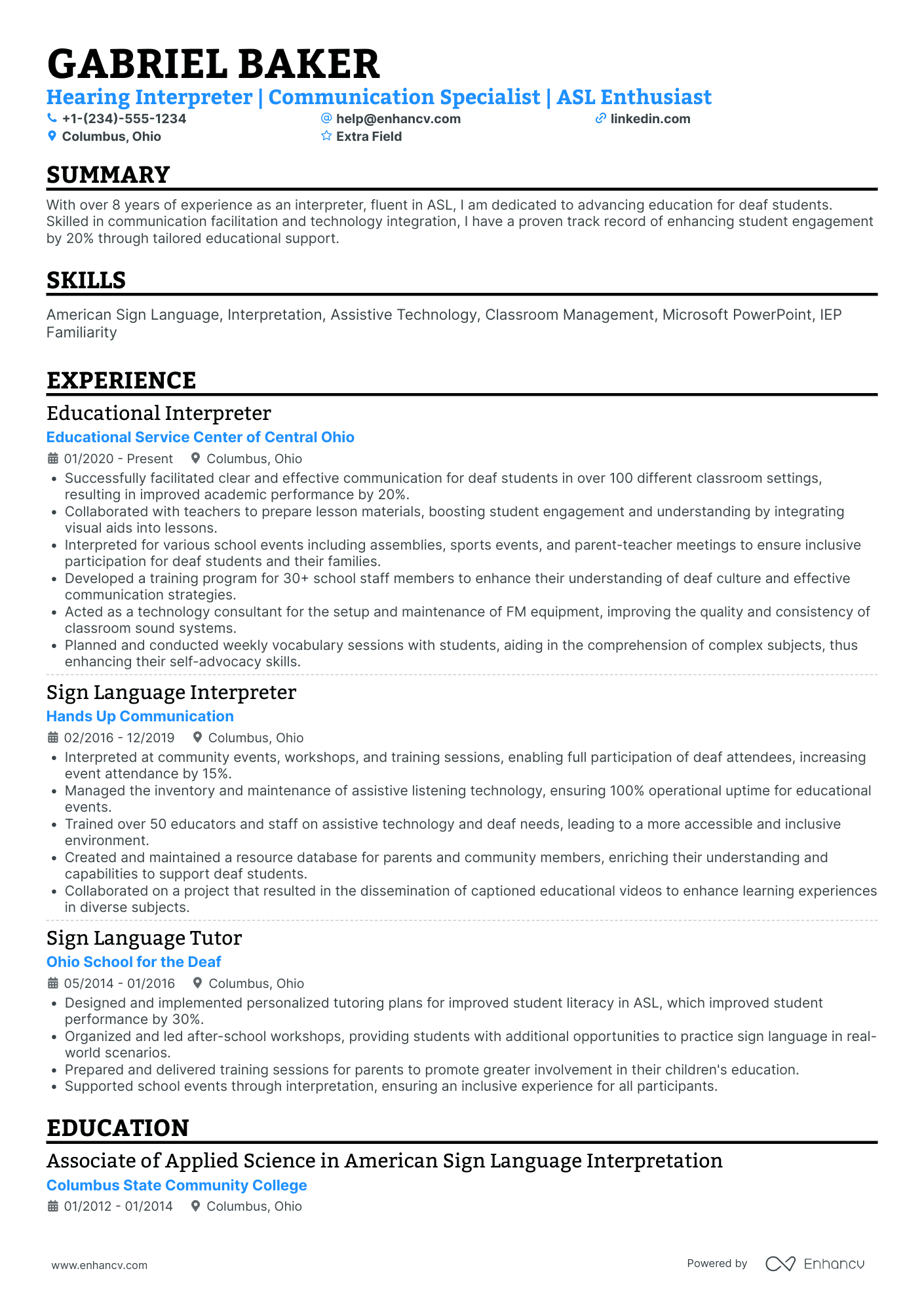 Website Translator Resume Example