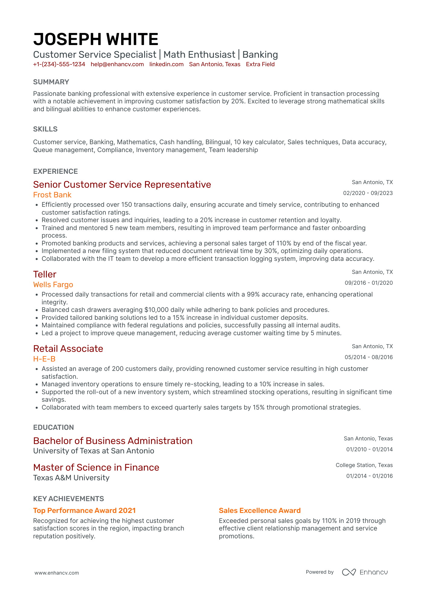 Bank Teller Team Leader Resume Example