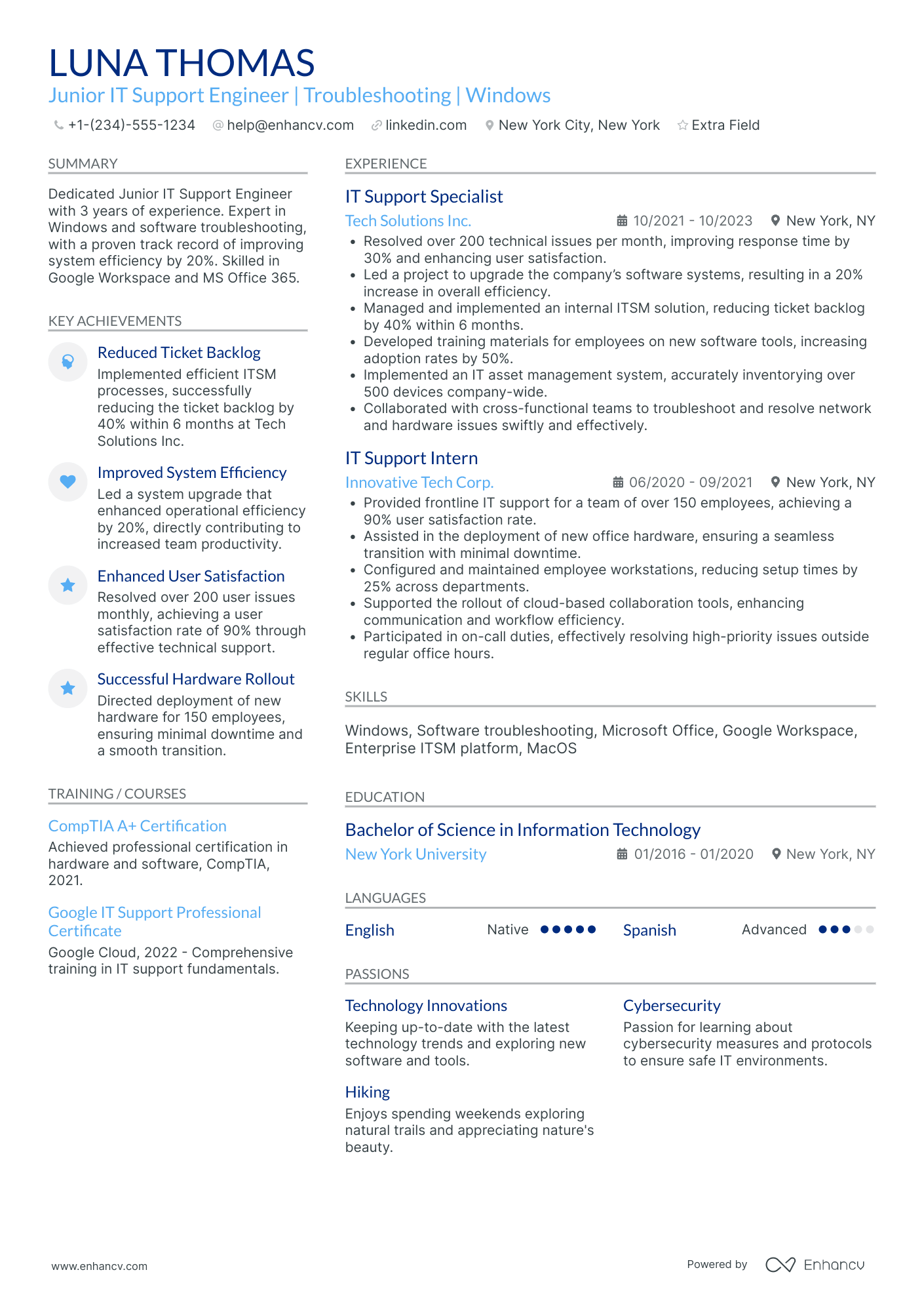 Junior Apple Support Specialist Resume Example