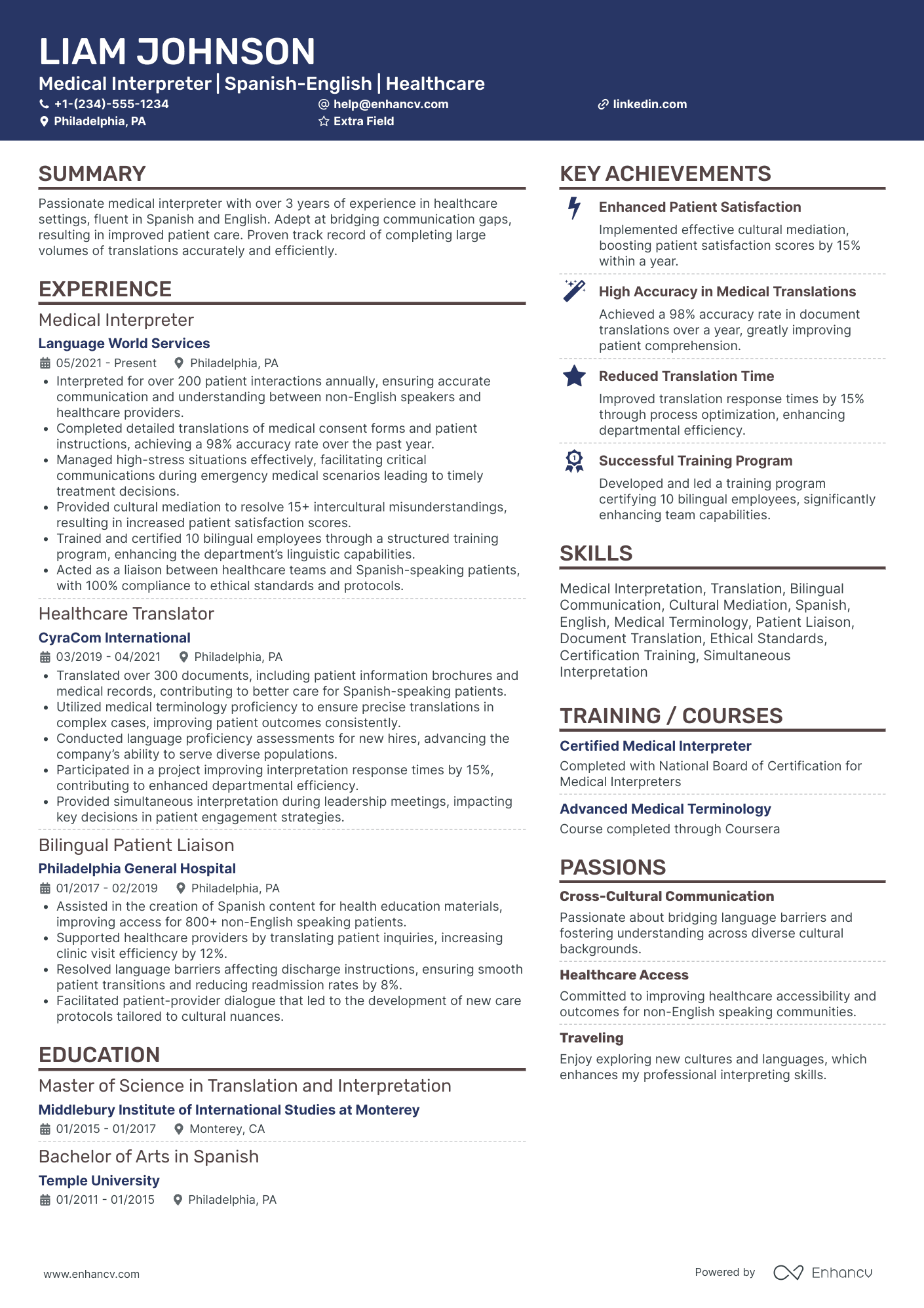 Freelance Literary Translator Resume Example