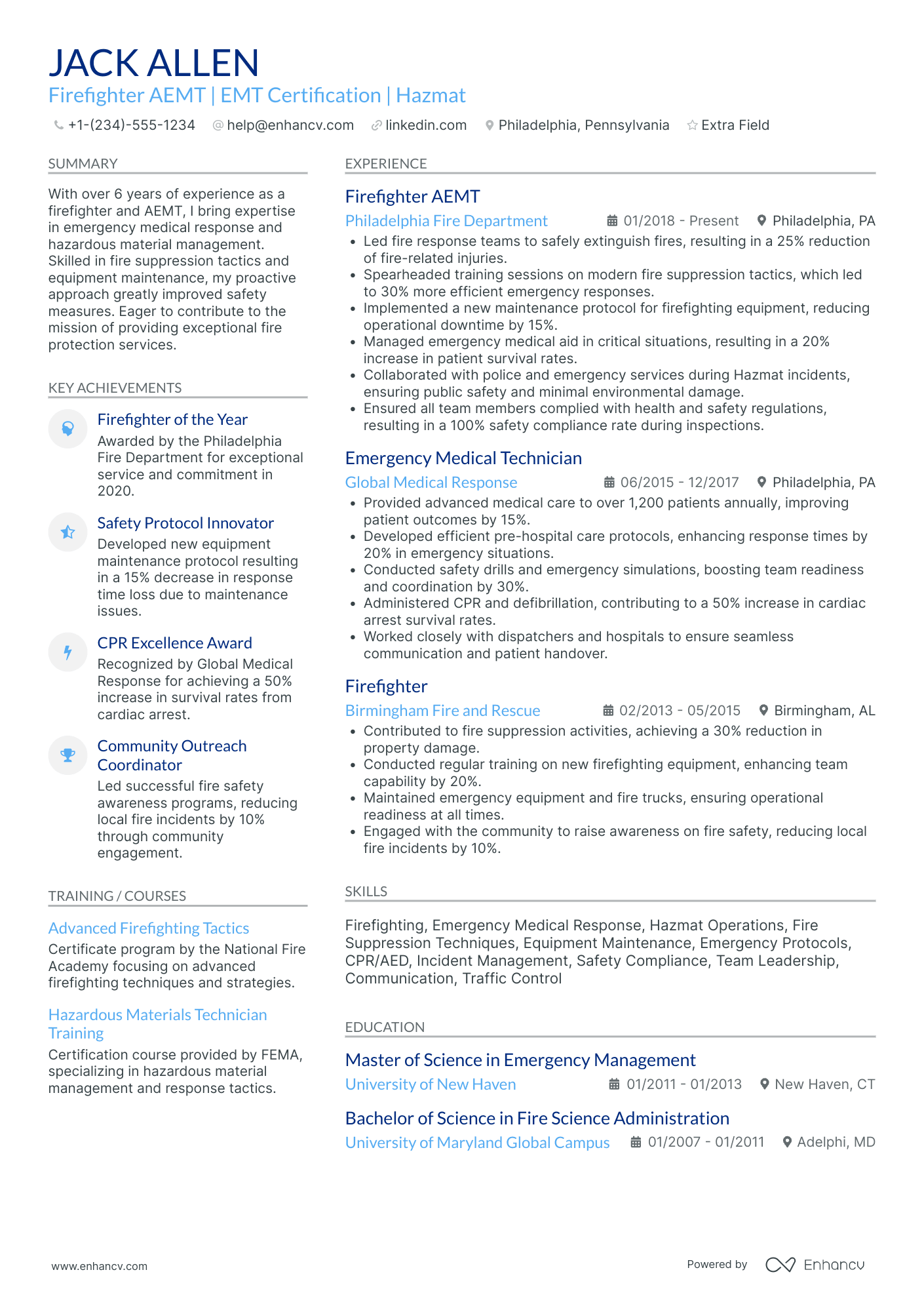 Rural Firefighter Resume Example