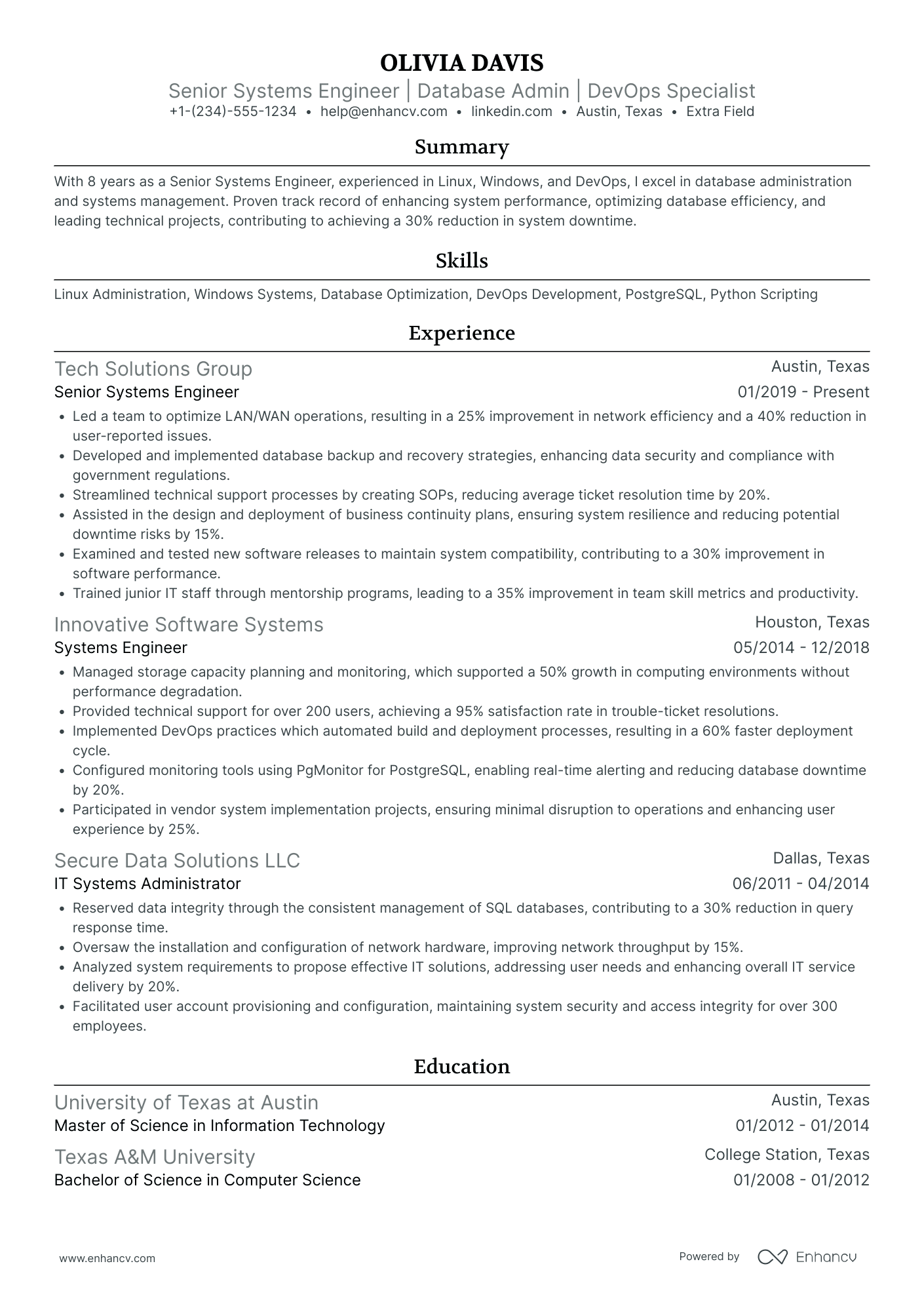 MongoDB Database Administrator Resume Example