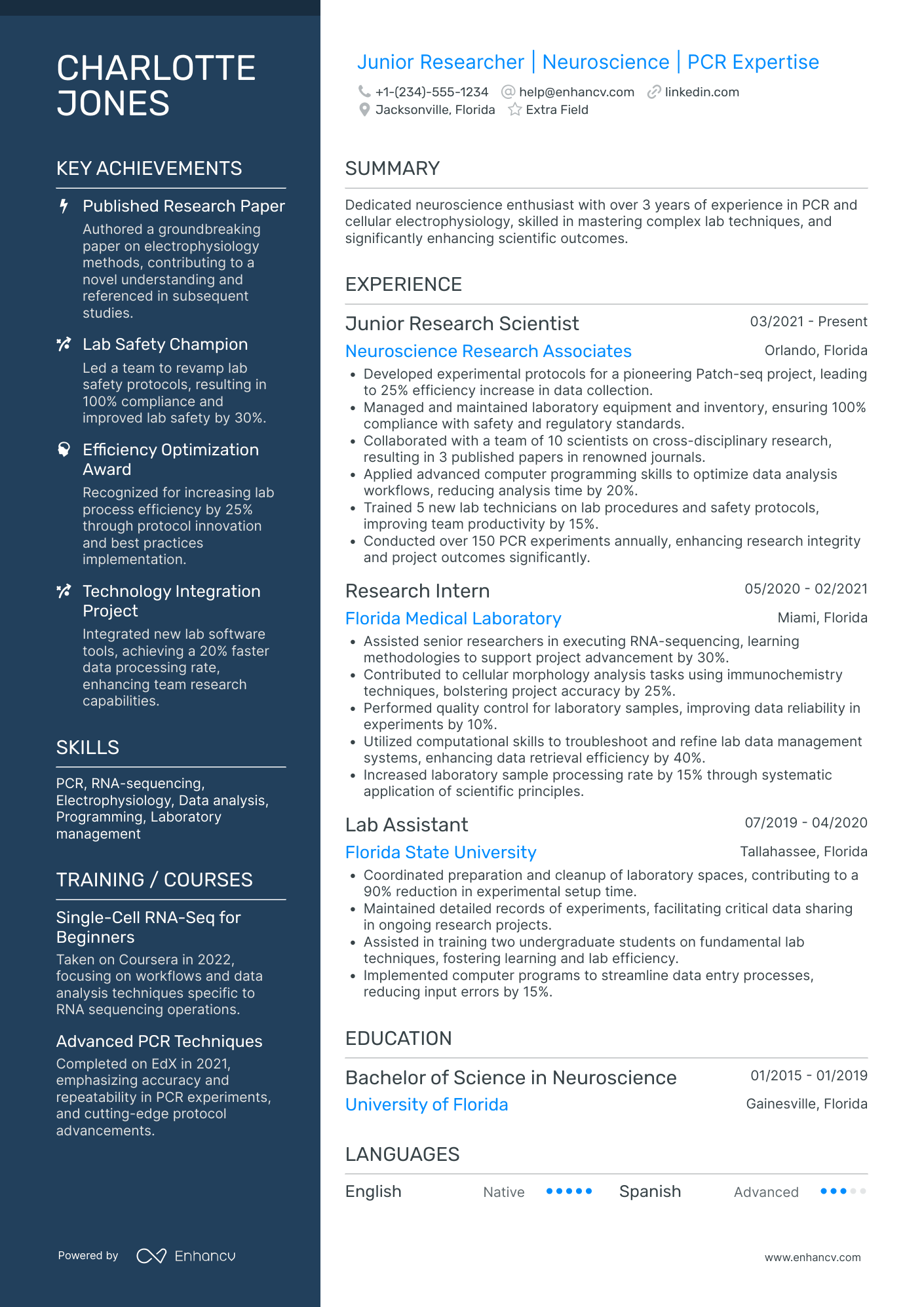 Junior Market Researcher Resume Example