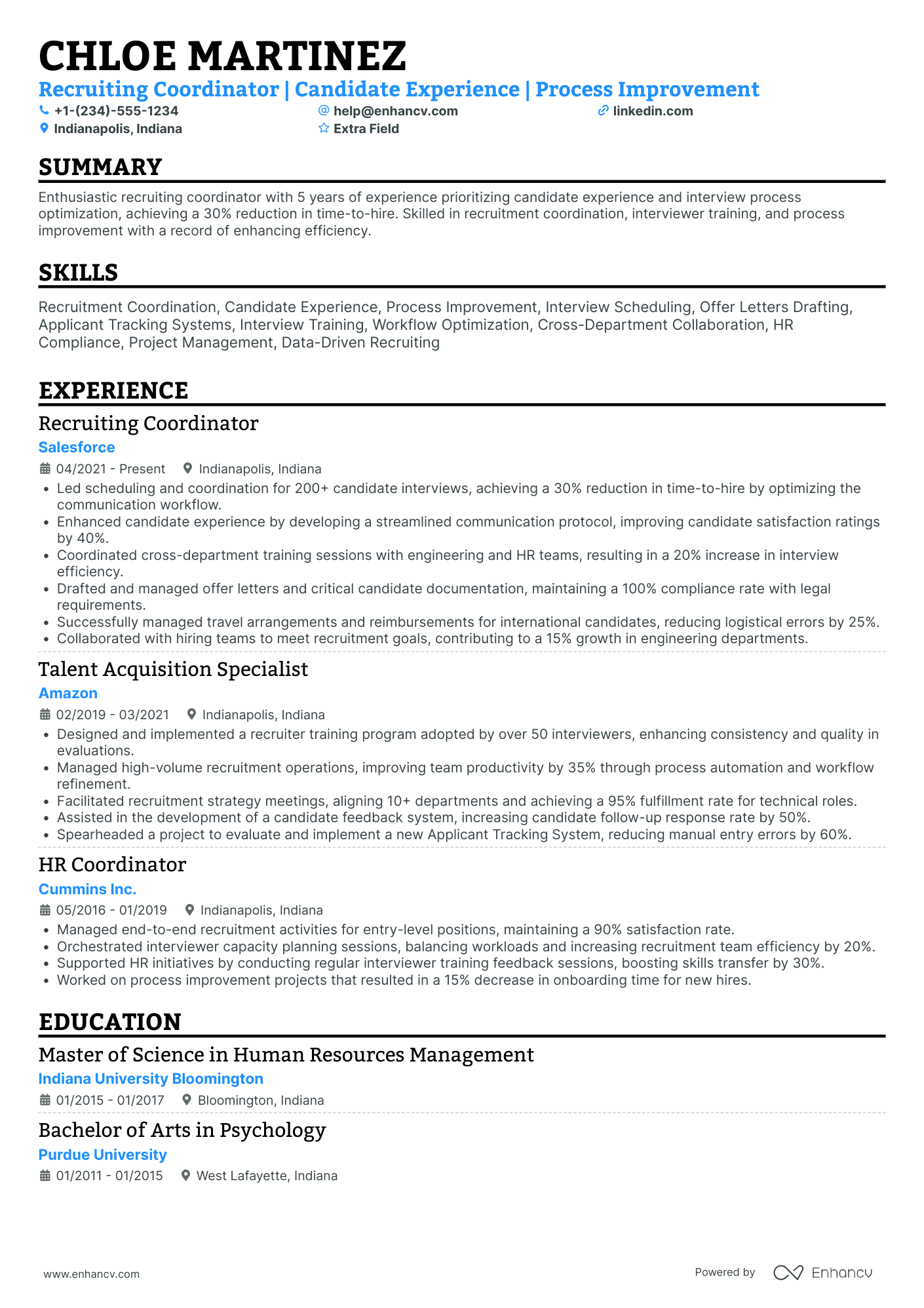 IT Recruiting Coordinator Resume Example