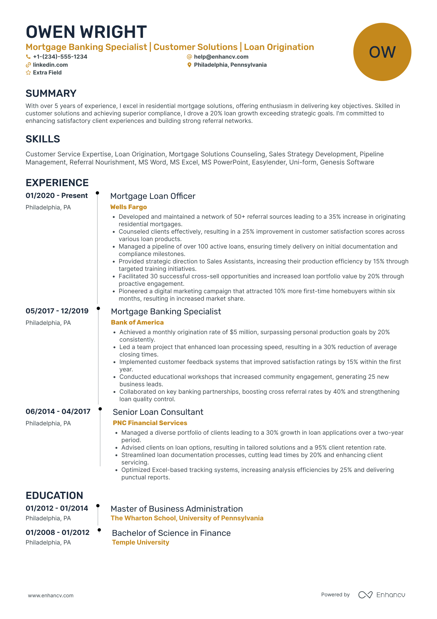 Personal Banking Specialist Resume Example