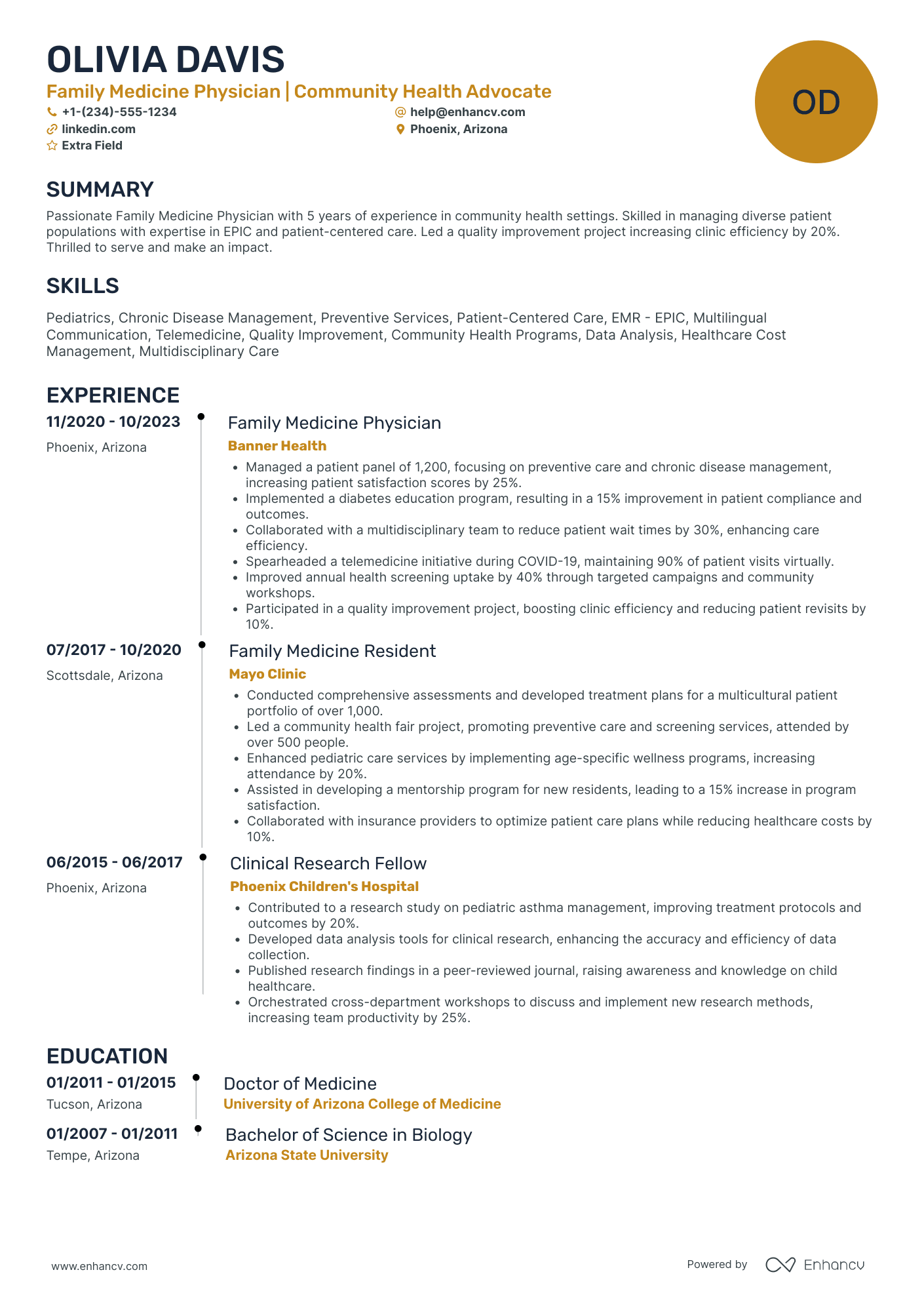 Family Medicine Doctor Resume Example