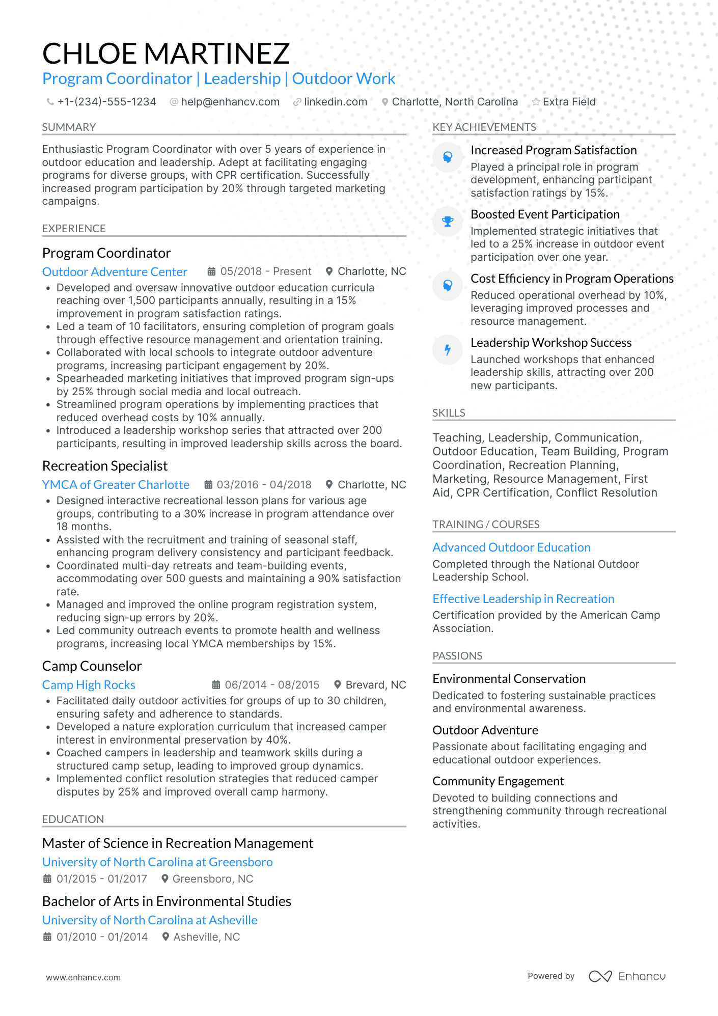 Non Profit Program Coordinator Resume Example