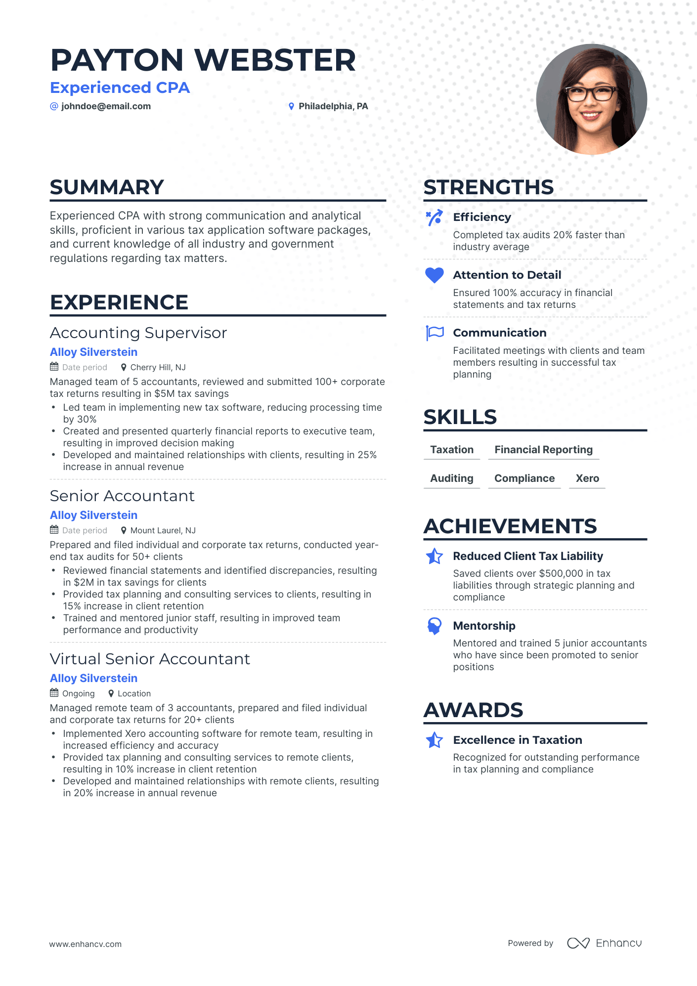 CPA Resume Example