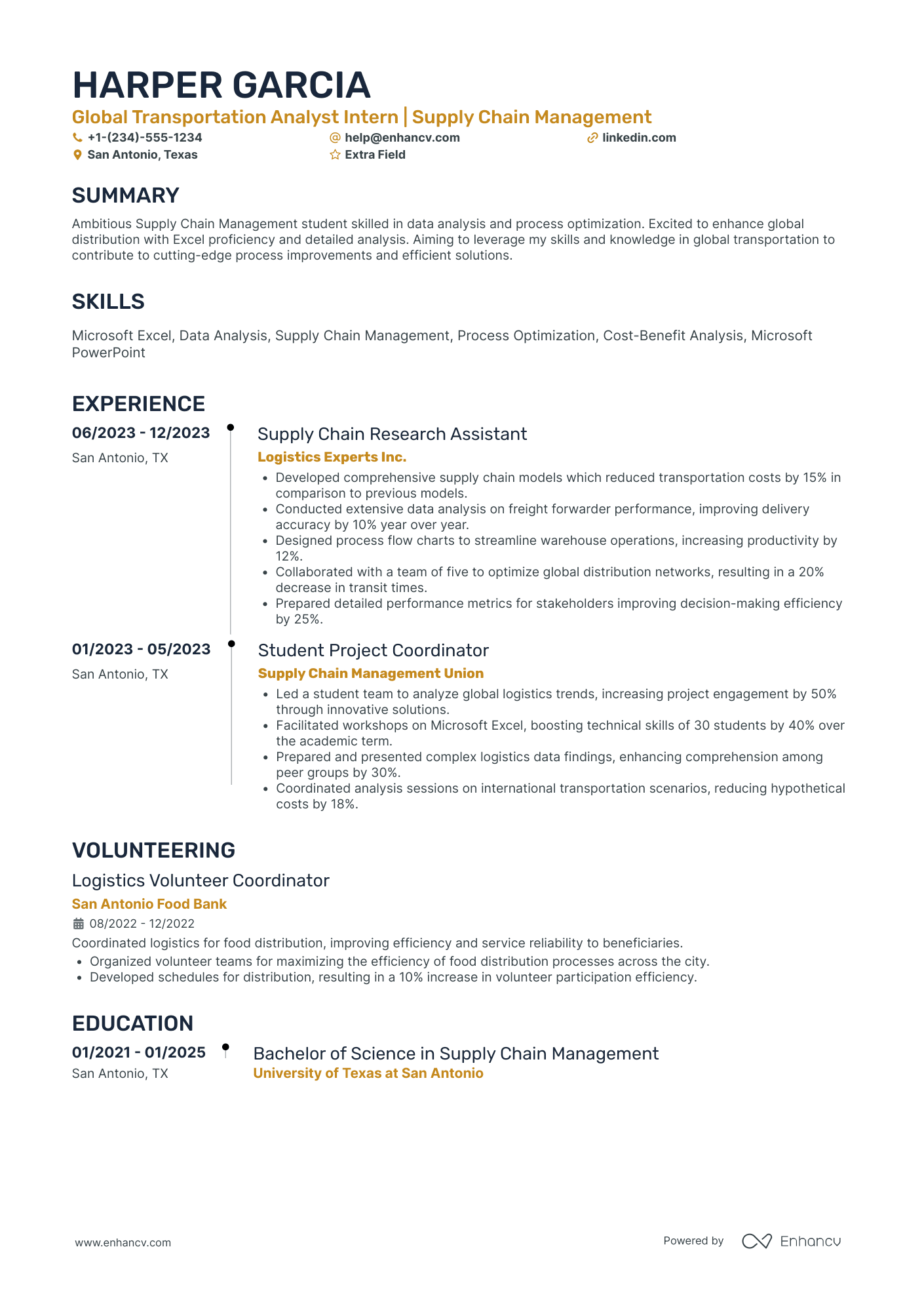 Transportation Engineering Intern Resume Example