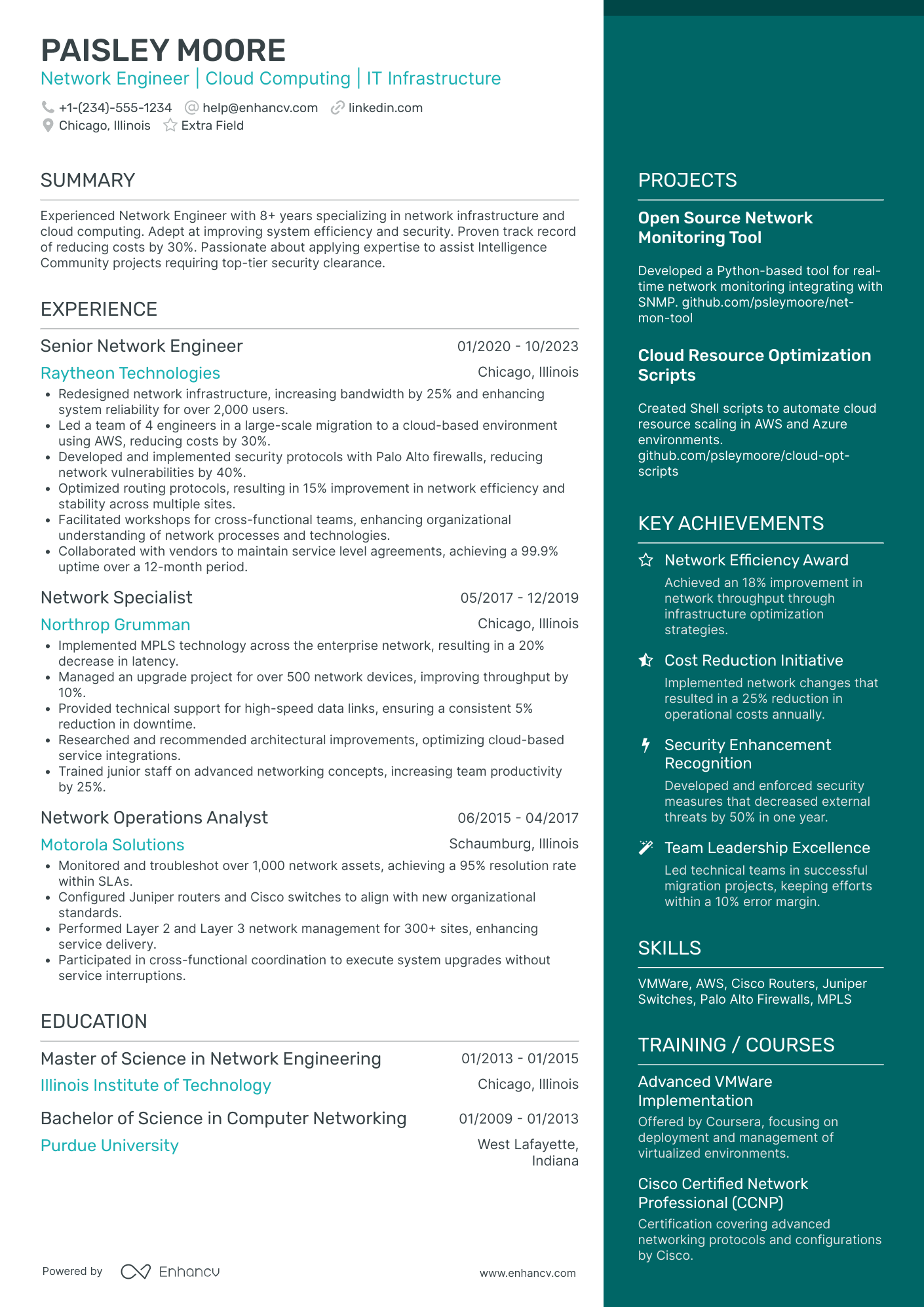 Big Data Network Engineer Resume Example