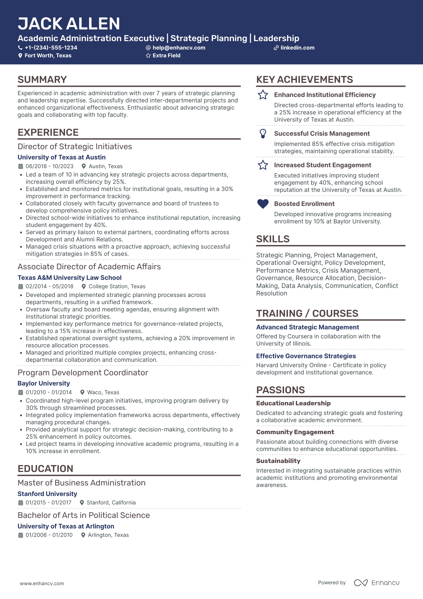 Deputy Chief of Staff Resume Example