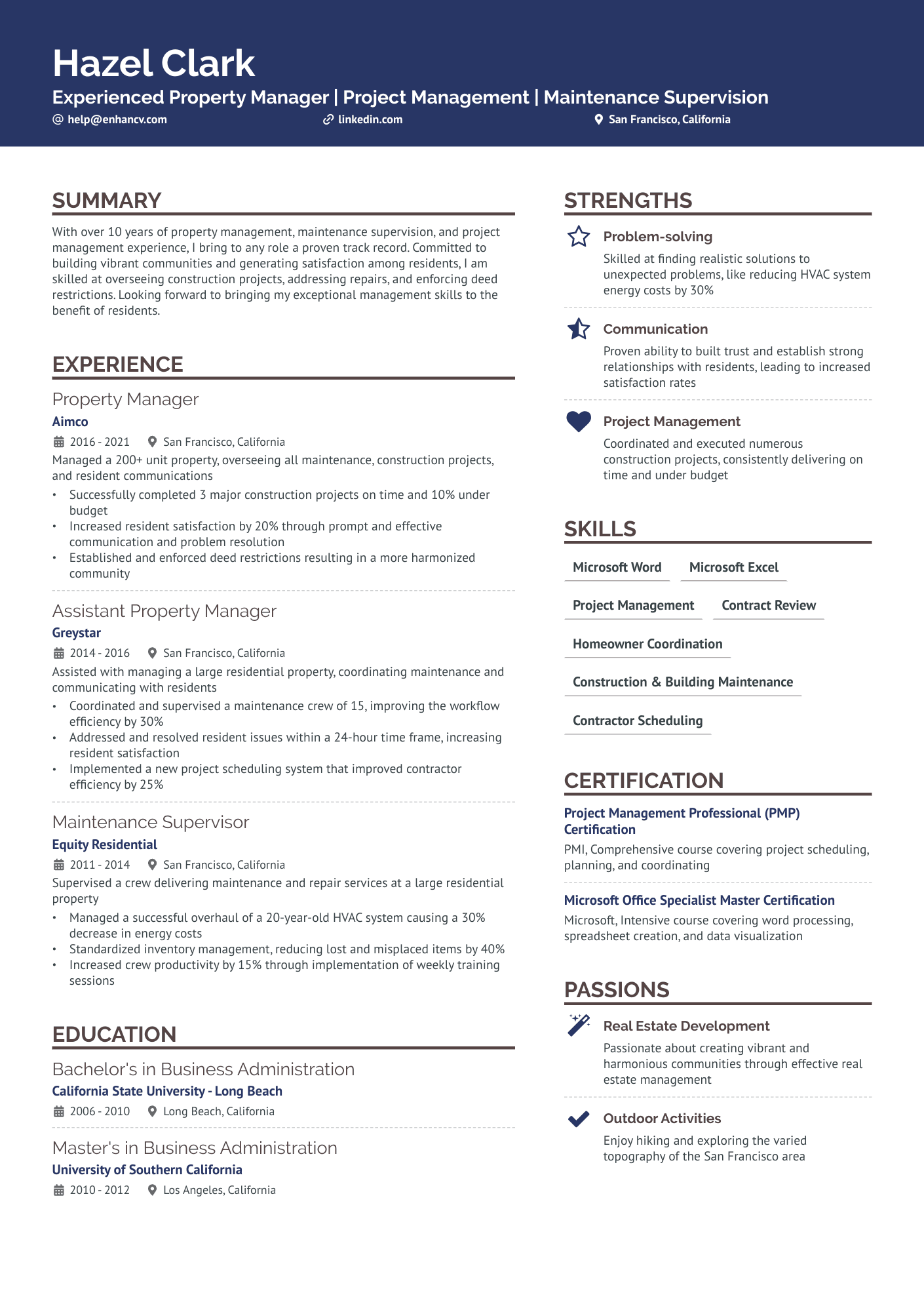 On Site Property Manager Resume Example