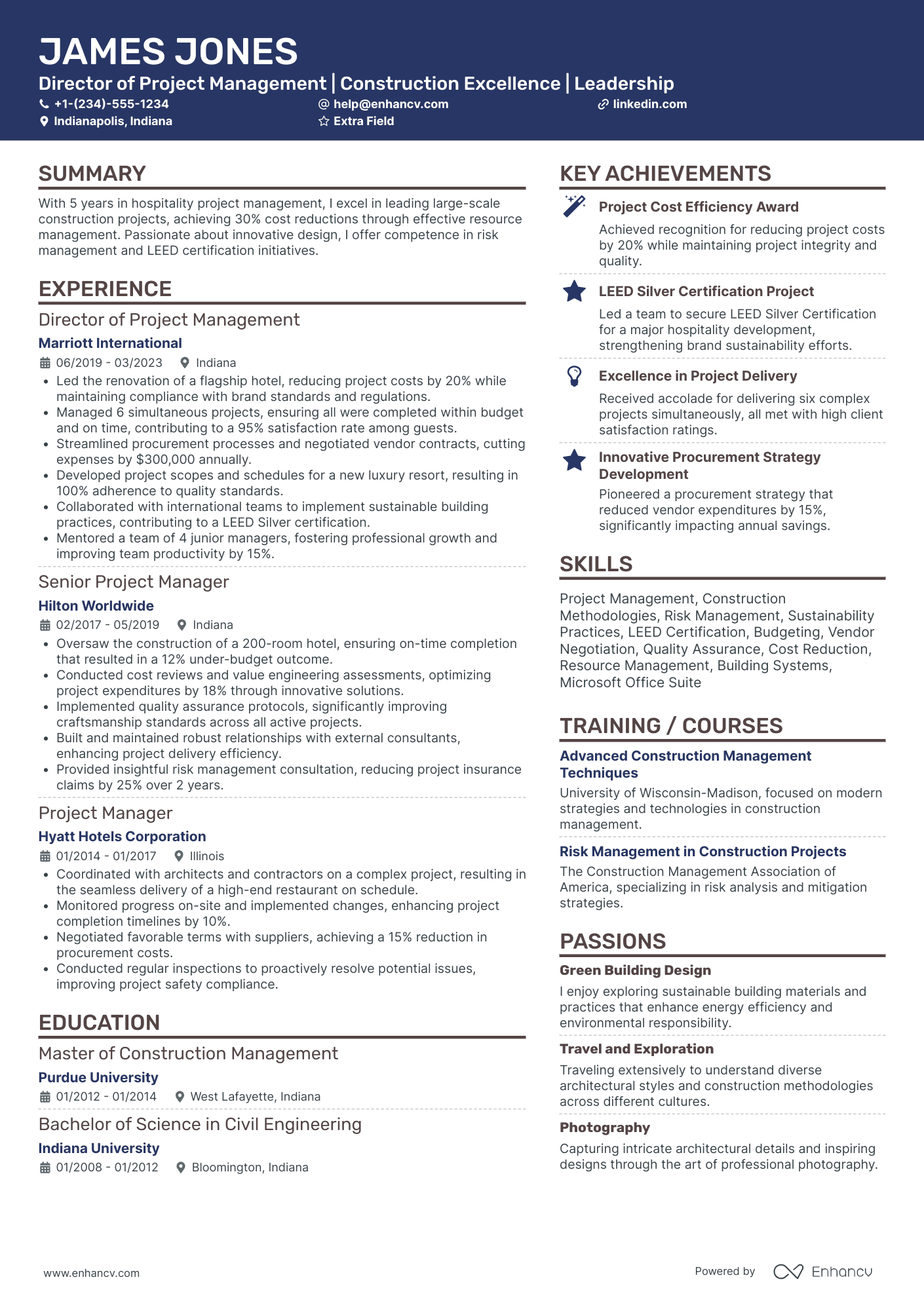 Hospitality Director Resume Example