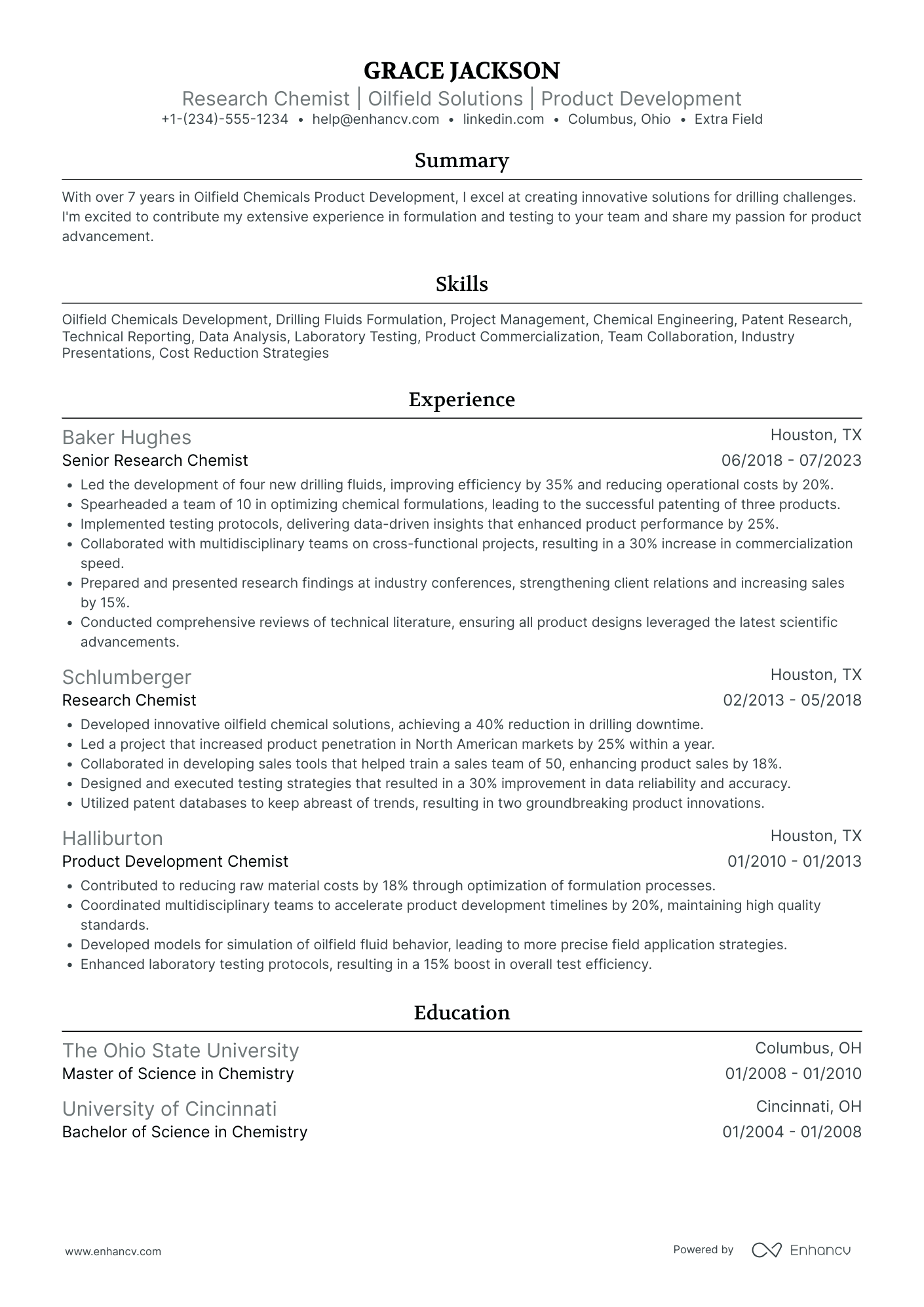 Research Chemist Resume Example