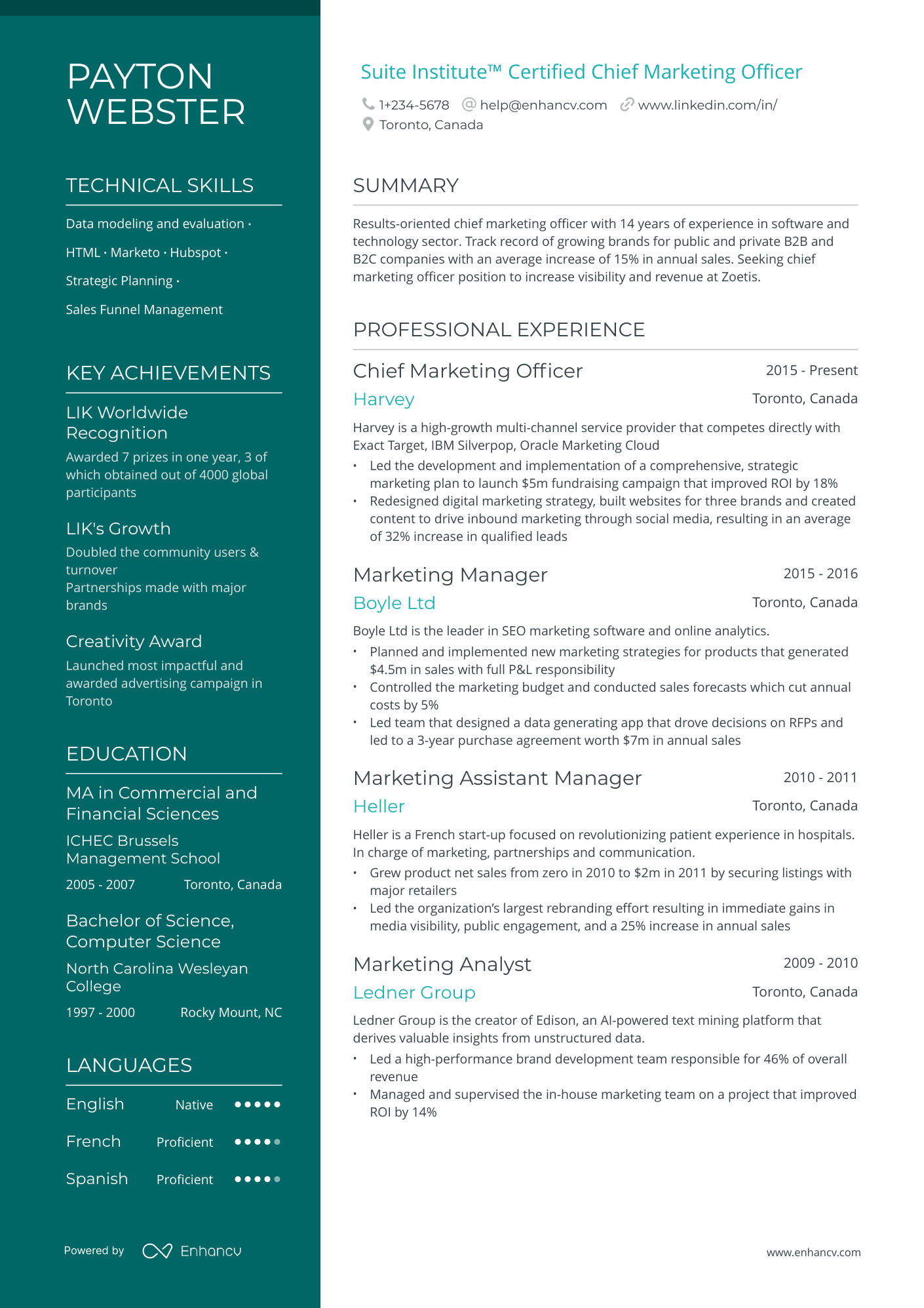 Chief Marketing Officer Resume Example