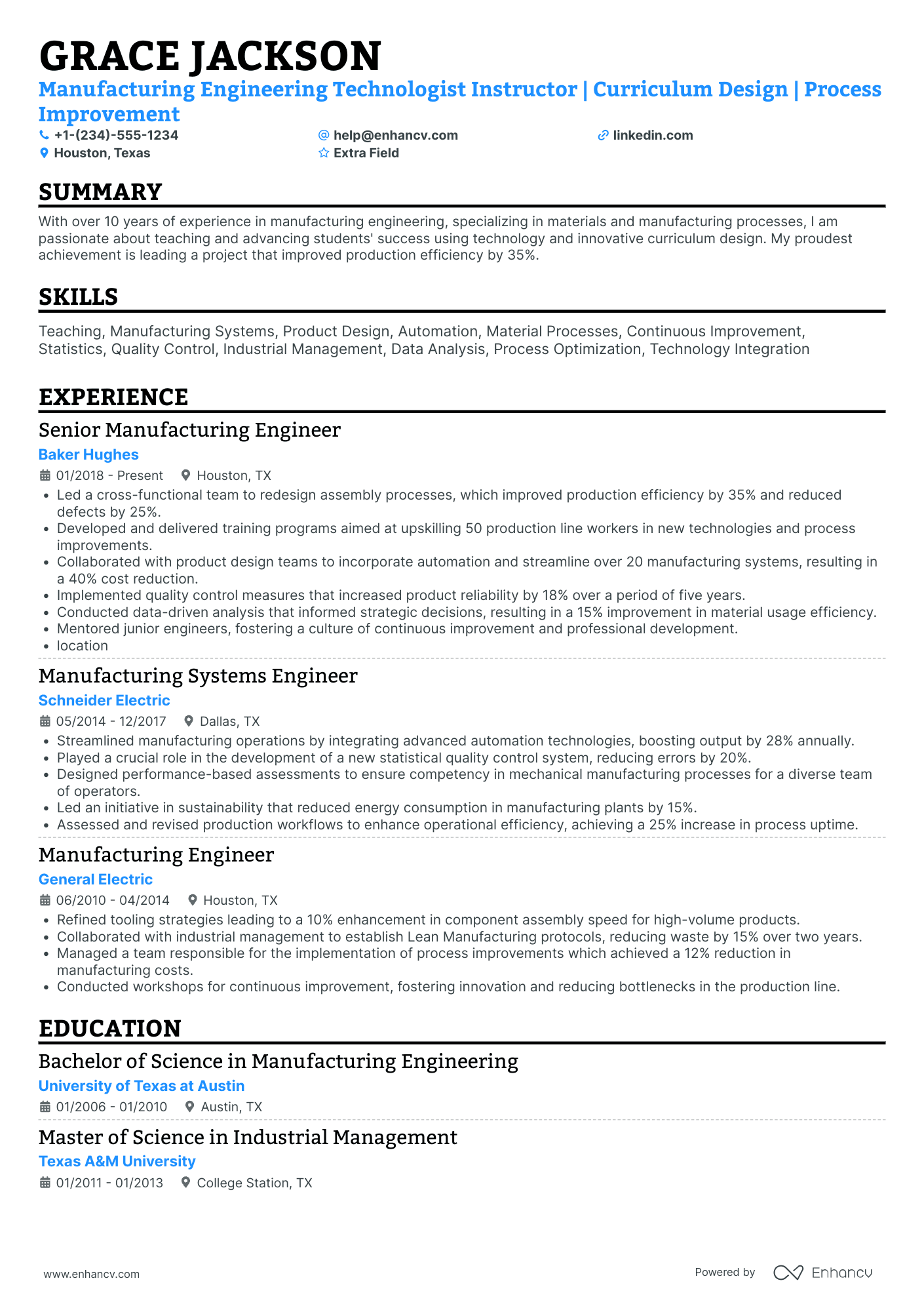 Automotive Engineering Technologist Resume Example