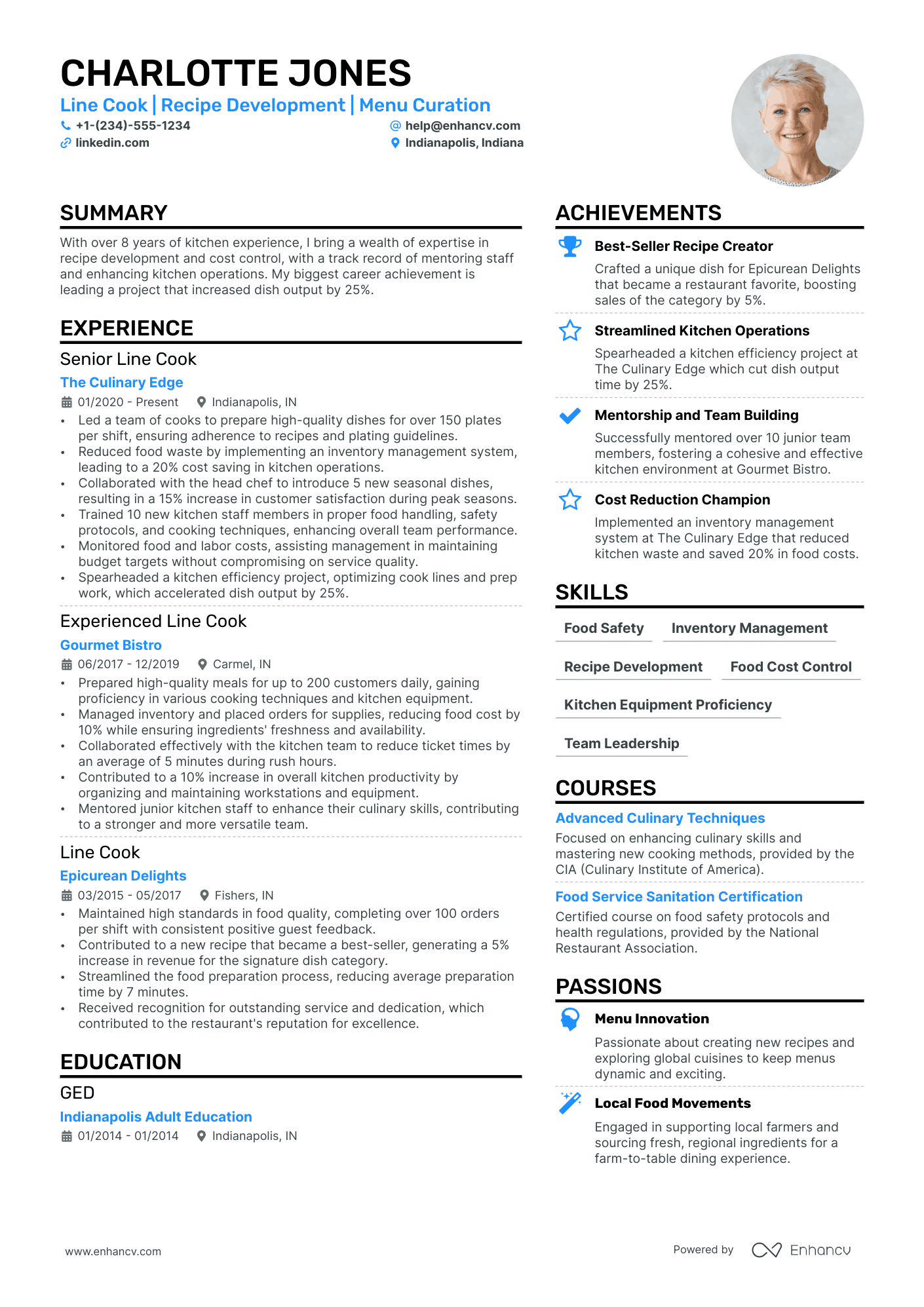 Line Cook Resume Example