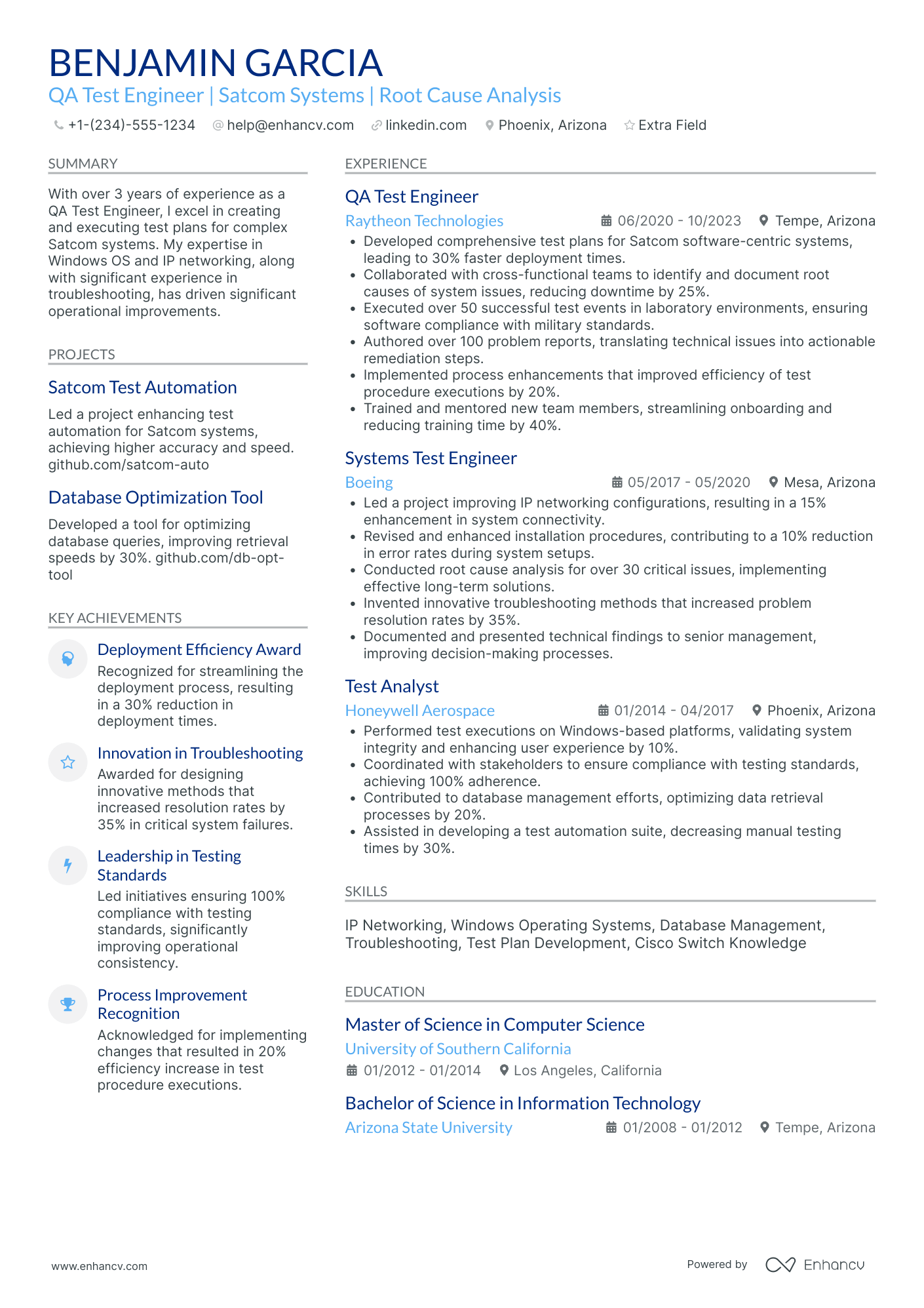 Aerospace Test Engineer Resume Example