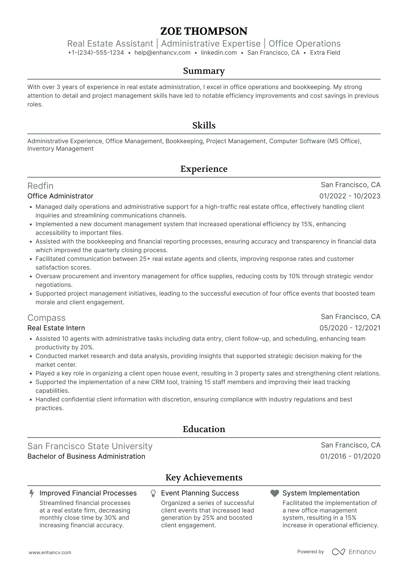 Real Estate Office Assistant Resume Example