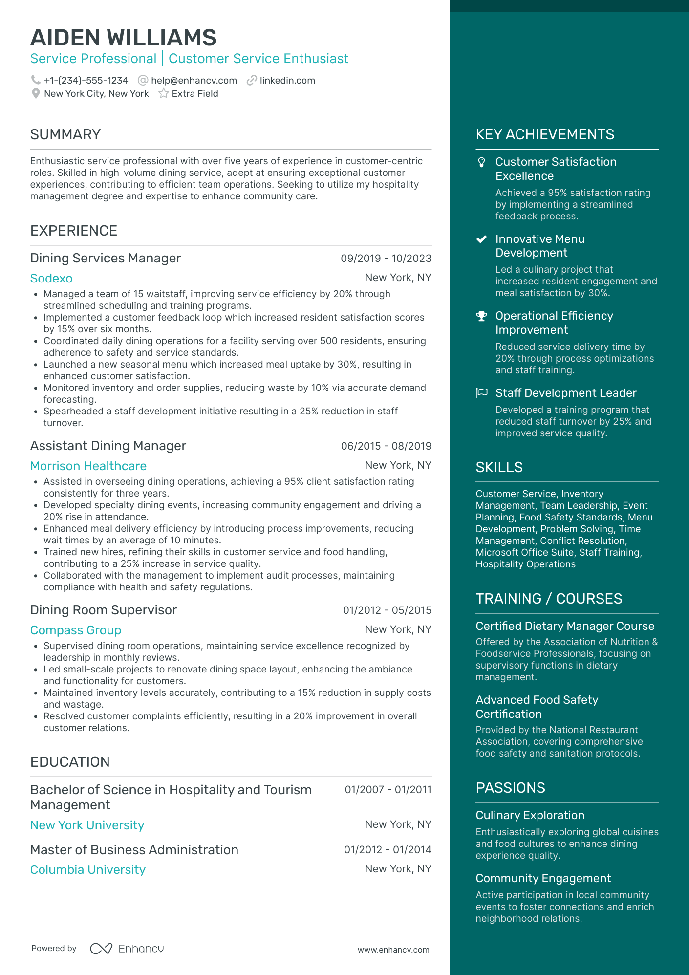 Apprentice Waiter Resume Example