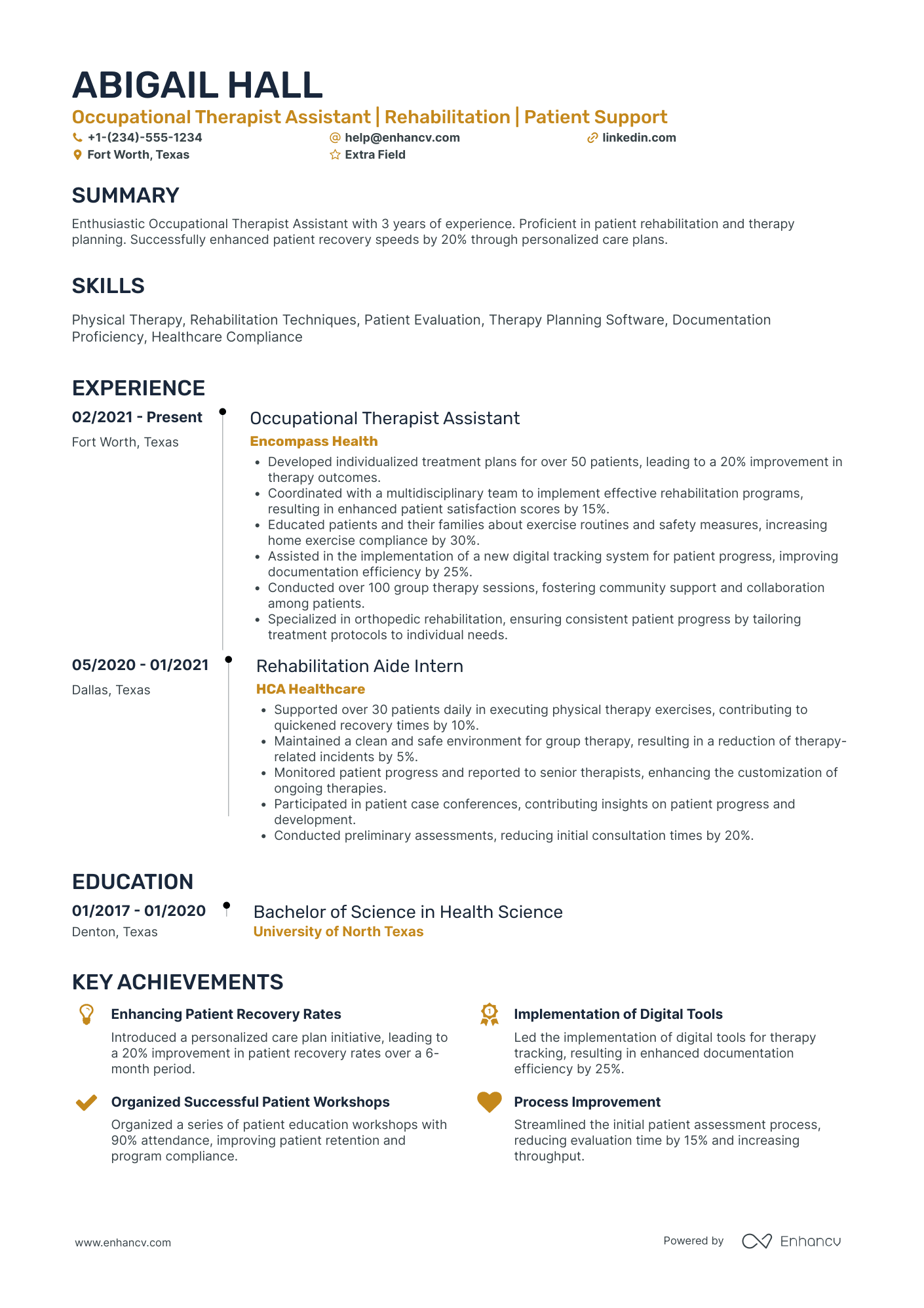 Occupational Therapist Assistant Resume Example