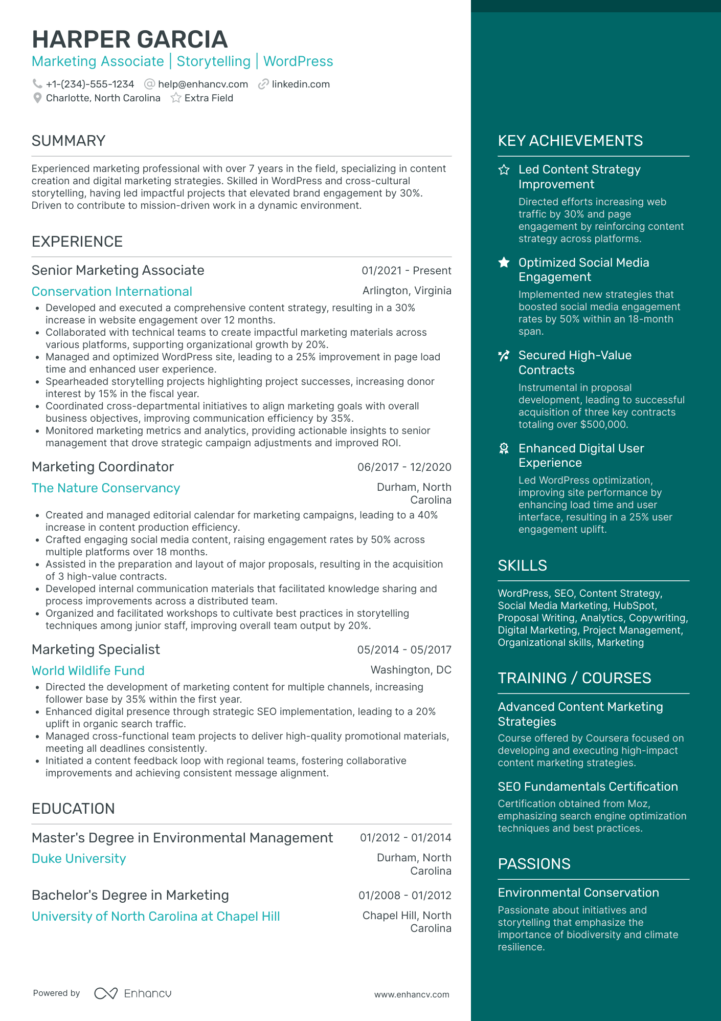 Content Marketing Associate Resume Example