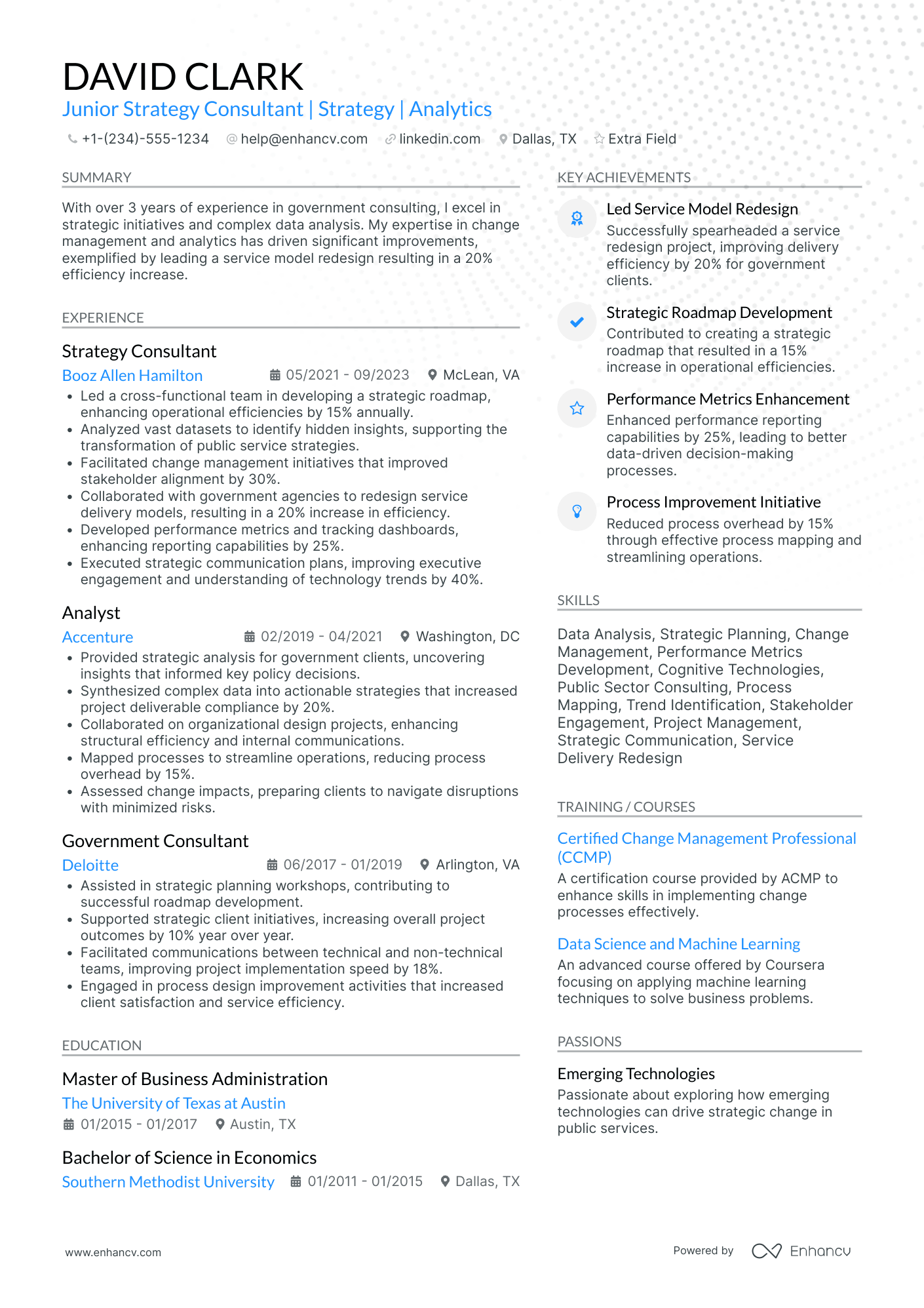 Deloitte Data Analytics Consultant Resume Example