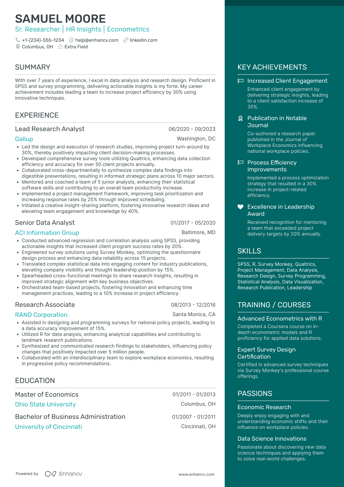 Senior Clinical Researcher Resume Example