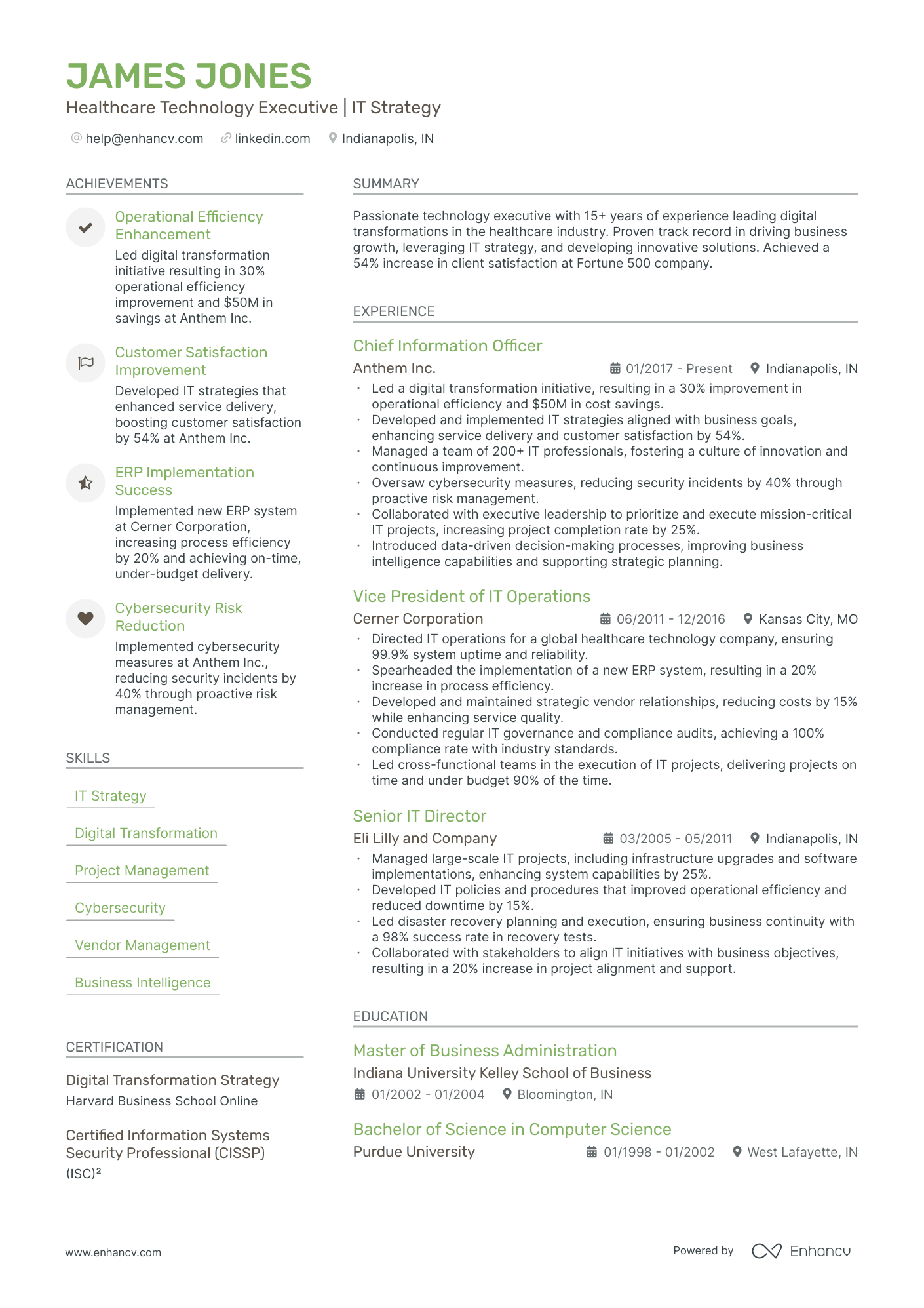 Healthcare Technology CTO Resume Example