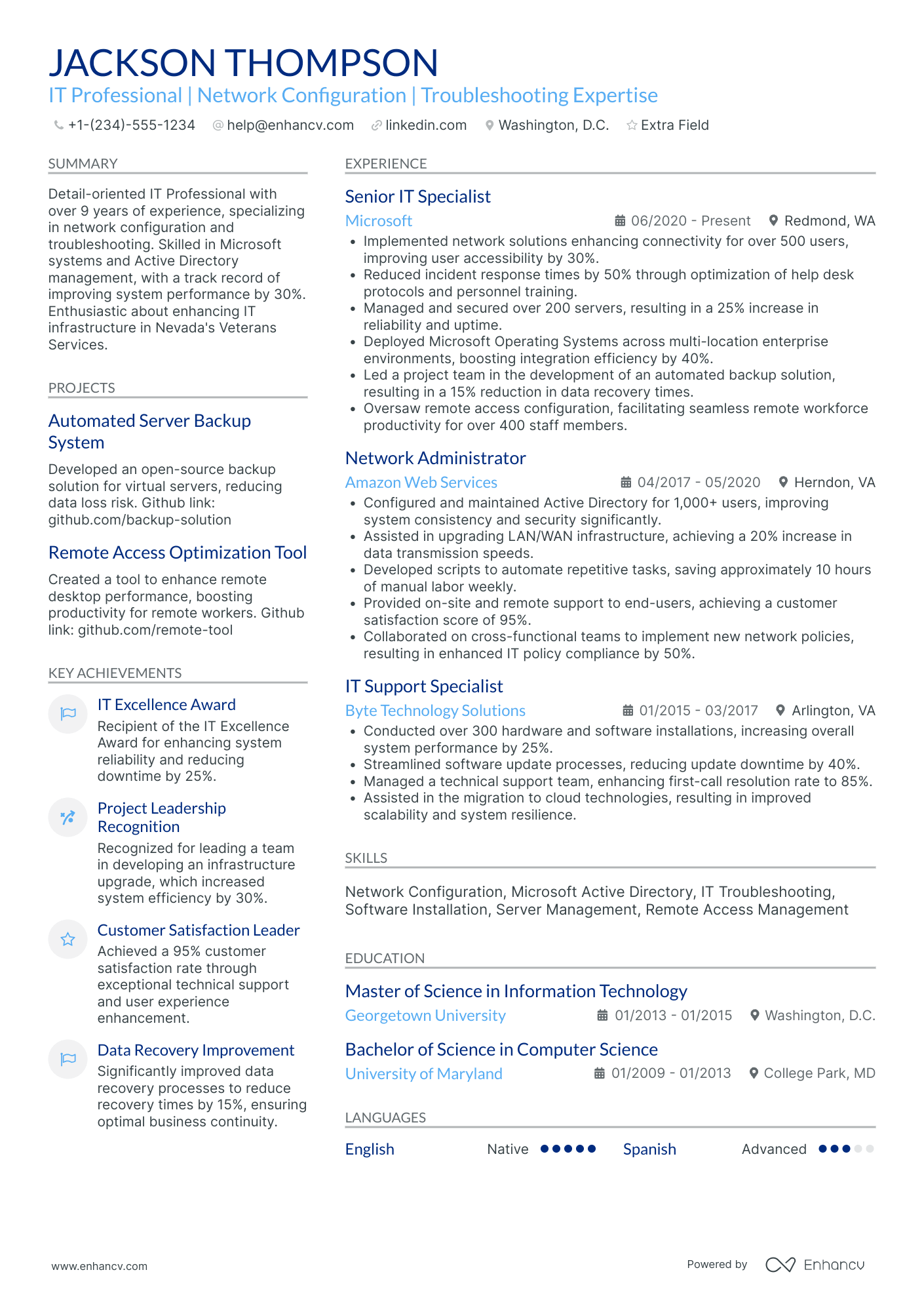 IT Computer Technician Resume Example